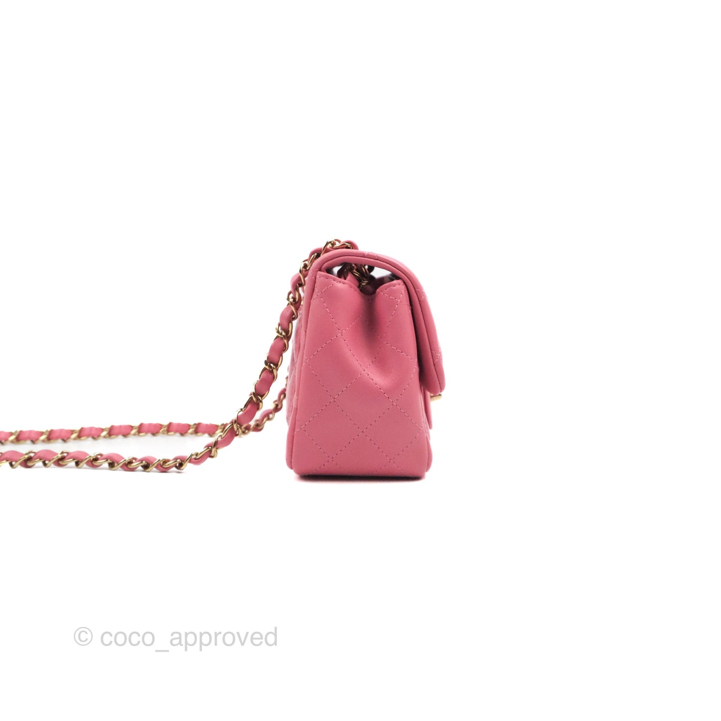 Chanel Mini Square Flap Pink Lambskin Gold Hardware