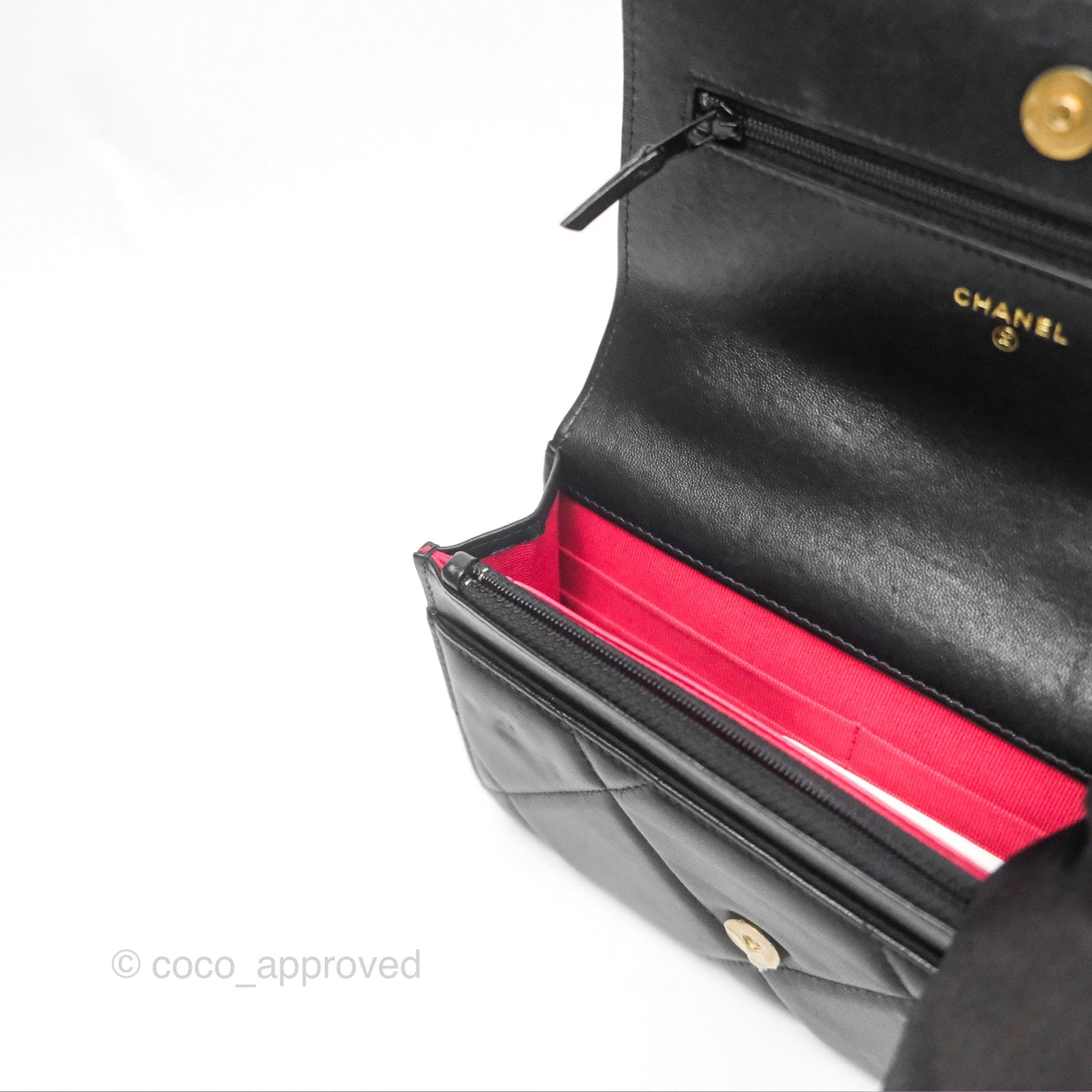 Chanel 19 Wallet on Chain WOC Black Mixed Hardware