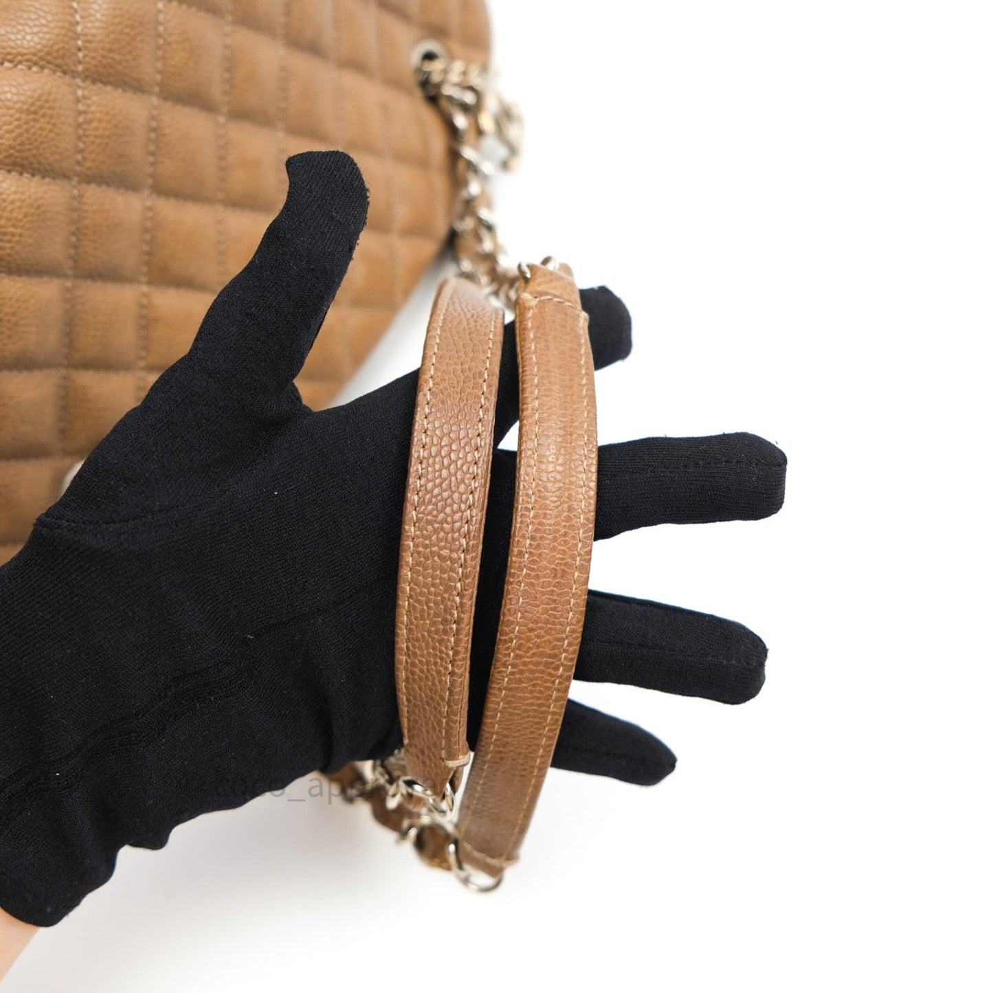Chanel Mademoiselle Bowling Medium Light Brown Caviar Leather Silver Hardware