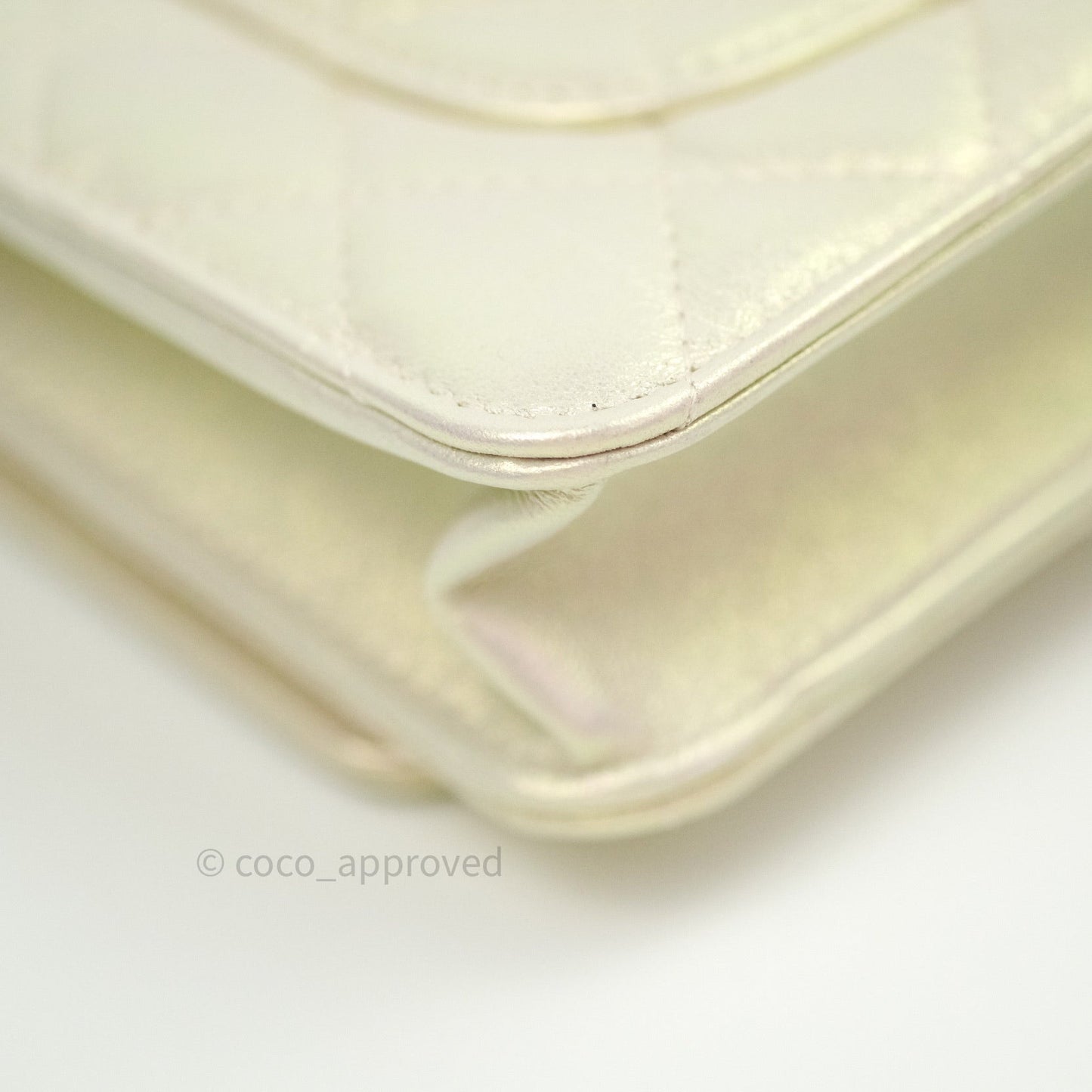 Chanel Quilted Wallet on Chain WOC Iridescent Ivory Gold Hardware 20A