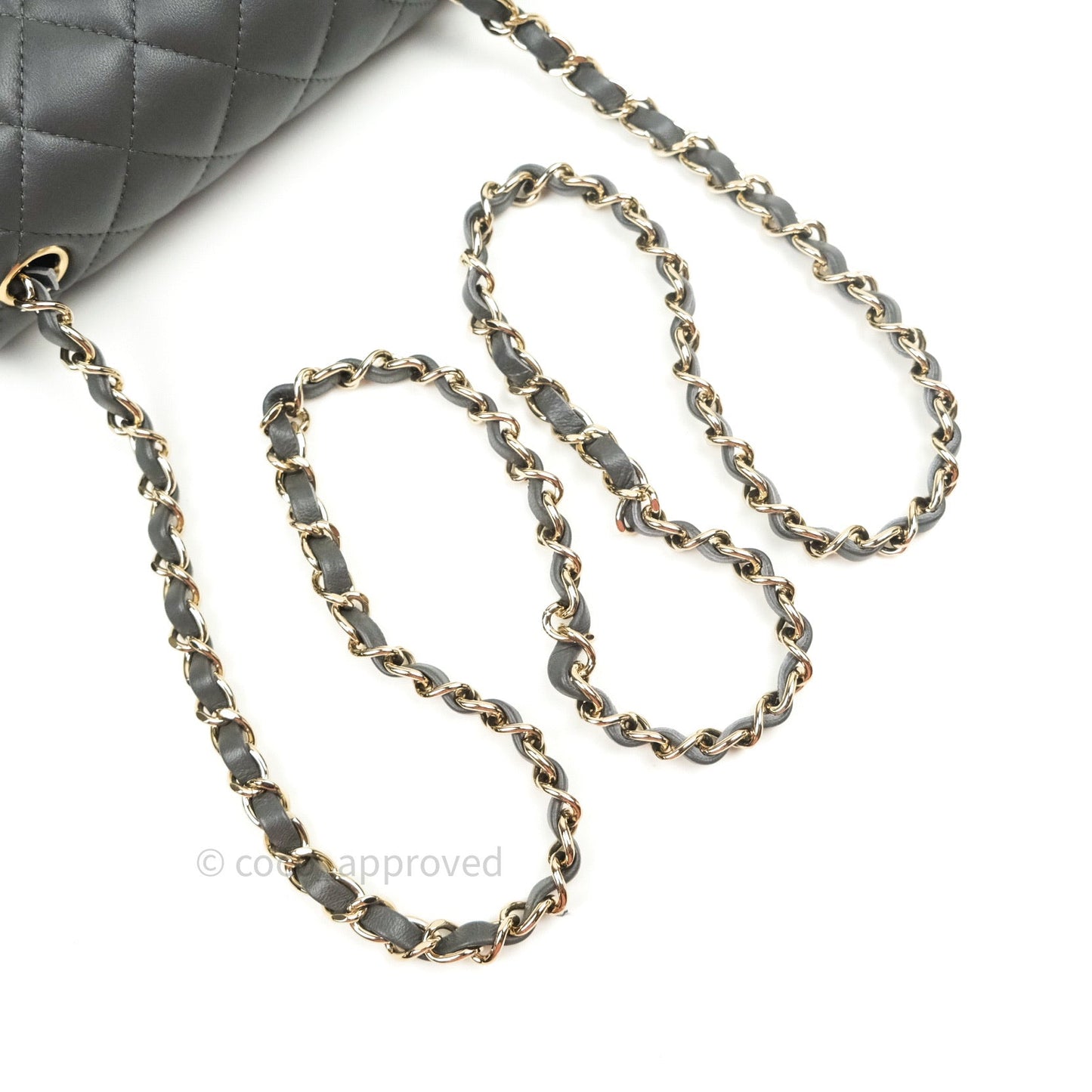 Chanel Quilted Mini Rectangular Dark Grey Lambskin Gold Hardware