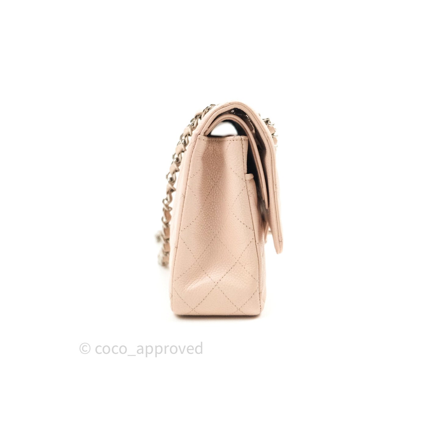Chanel Classic M/L Medium Double Flap Sakura Pink Caviar Silver Hardware