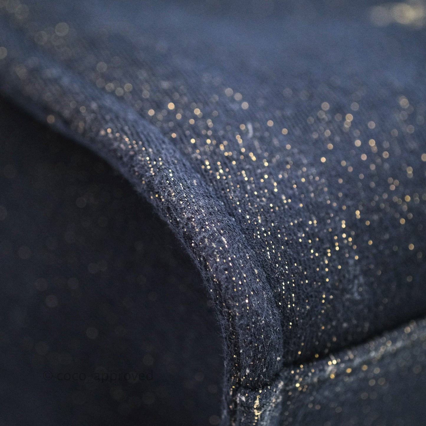 Chanel Large Deauville Navy Glitter Canvas Gold Hardware