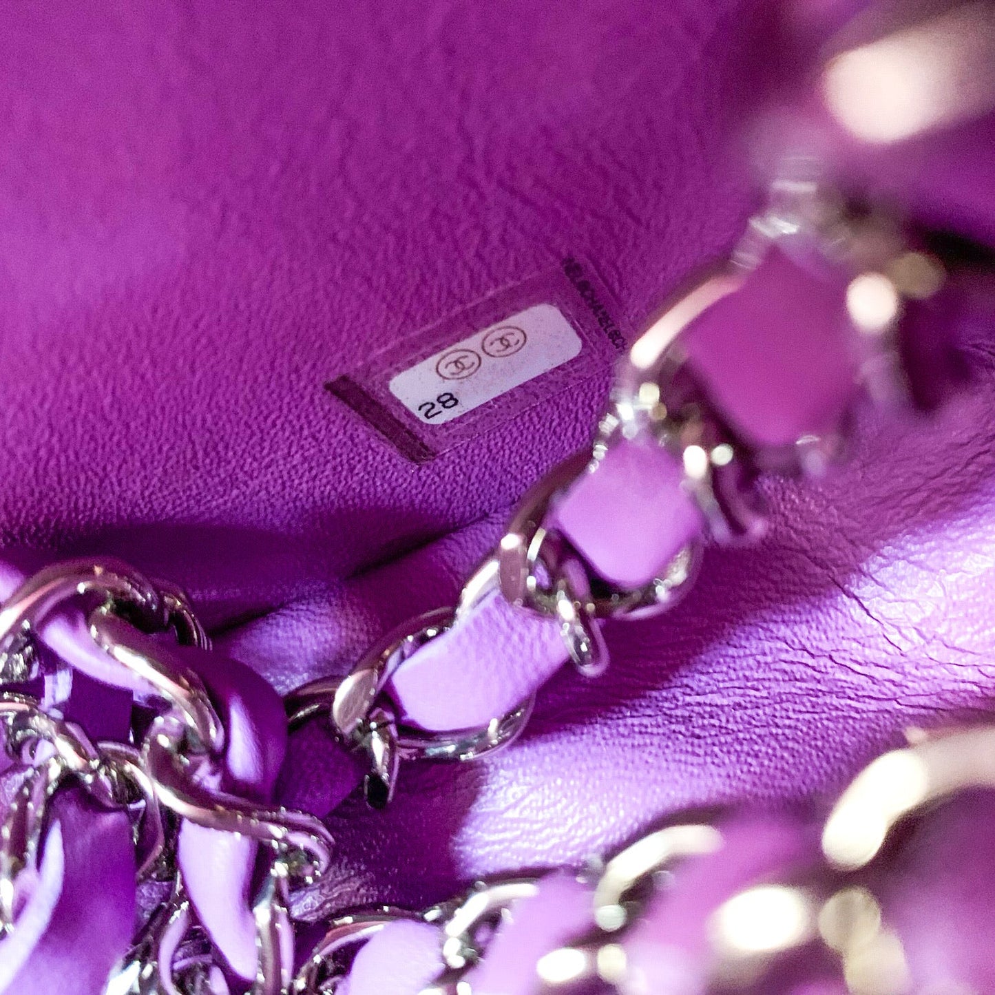 Chanel Quilted Mini Rectangular Flap Purple Lambskin Silver Hardware