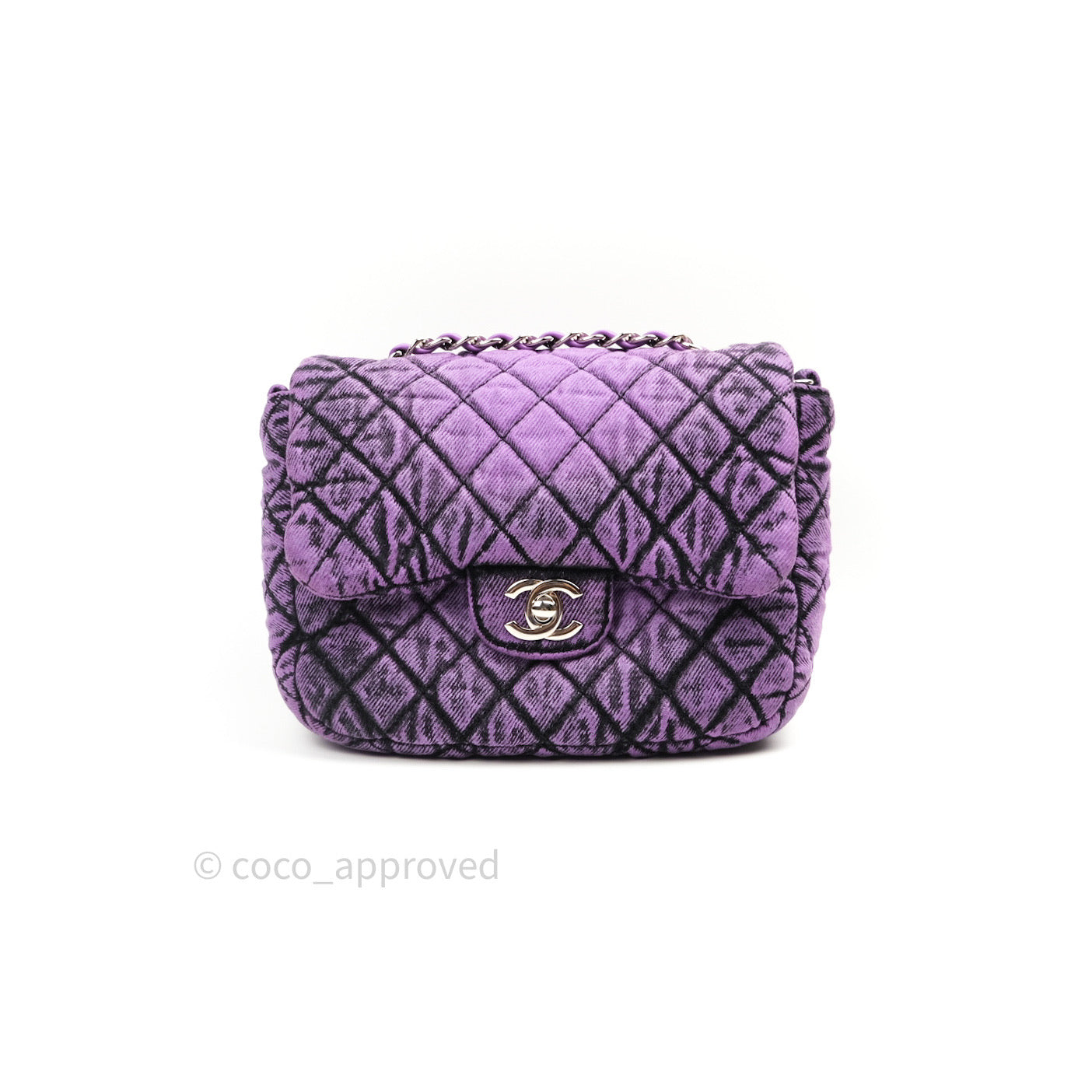 Chanel Denim Quilted Small Flap Purple Black