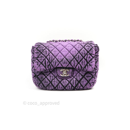 Chanel Denim Quilted Small Flap Purple Black