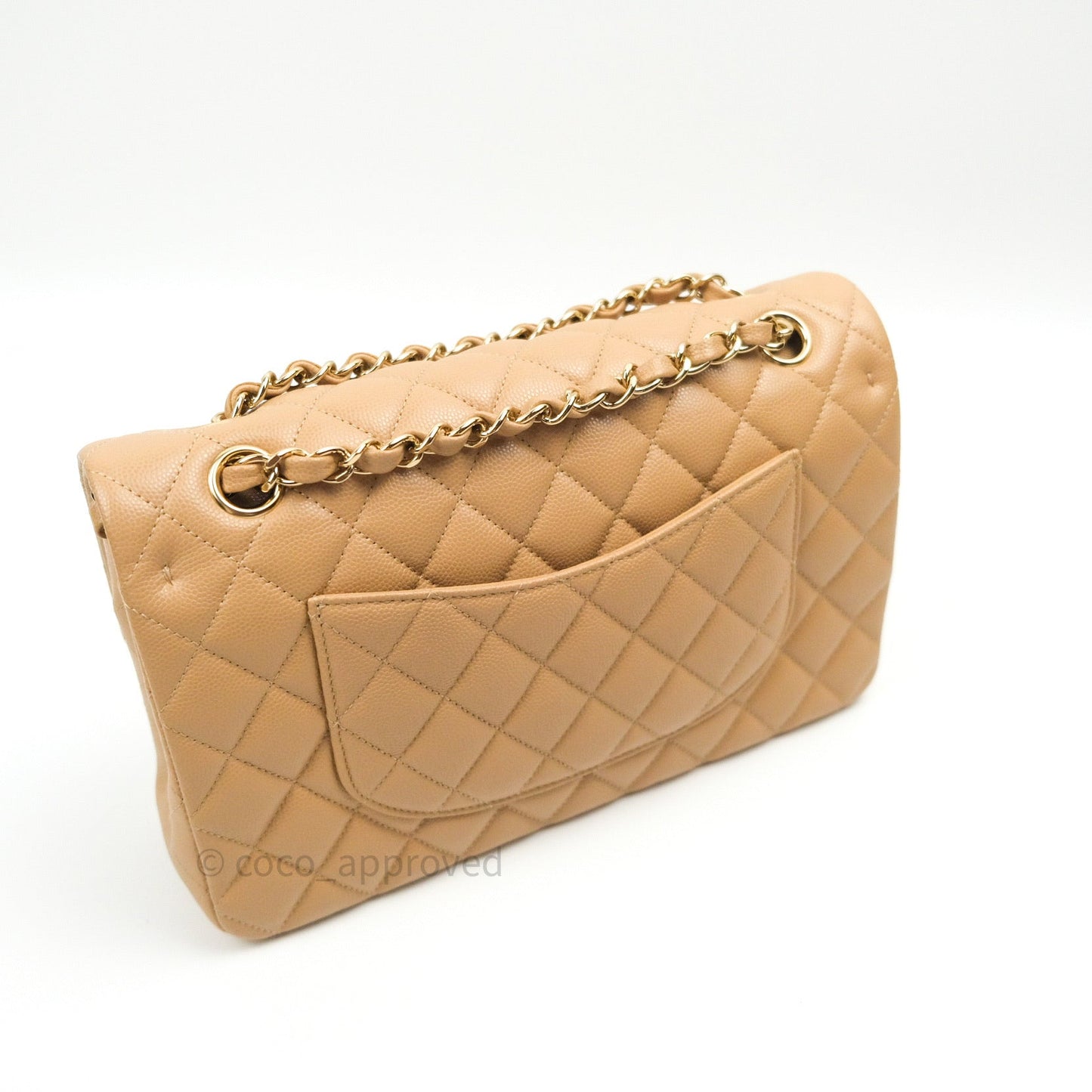 Chanel Quilted M/L Medium Double Flap Dark Beige Gold Hardware 19B