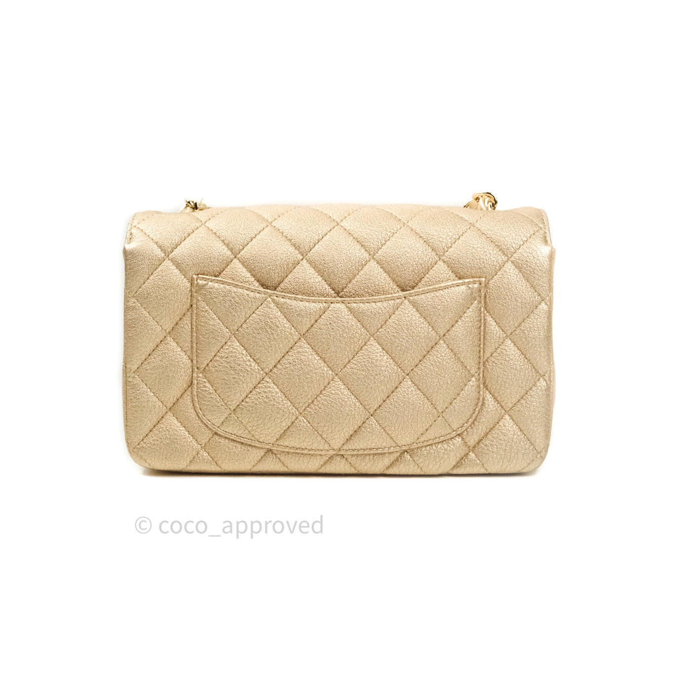 Chanel Quilted Mini Rectangular Iridescent Gold Lambskin Gold Hardware