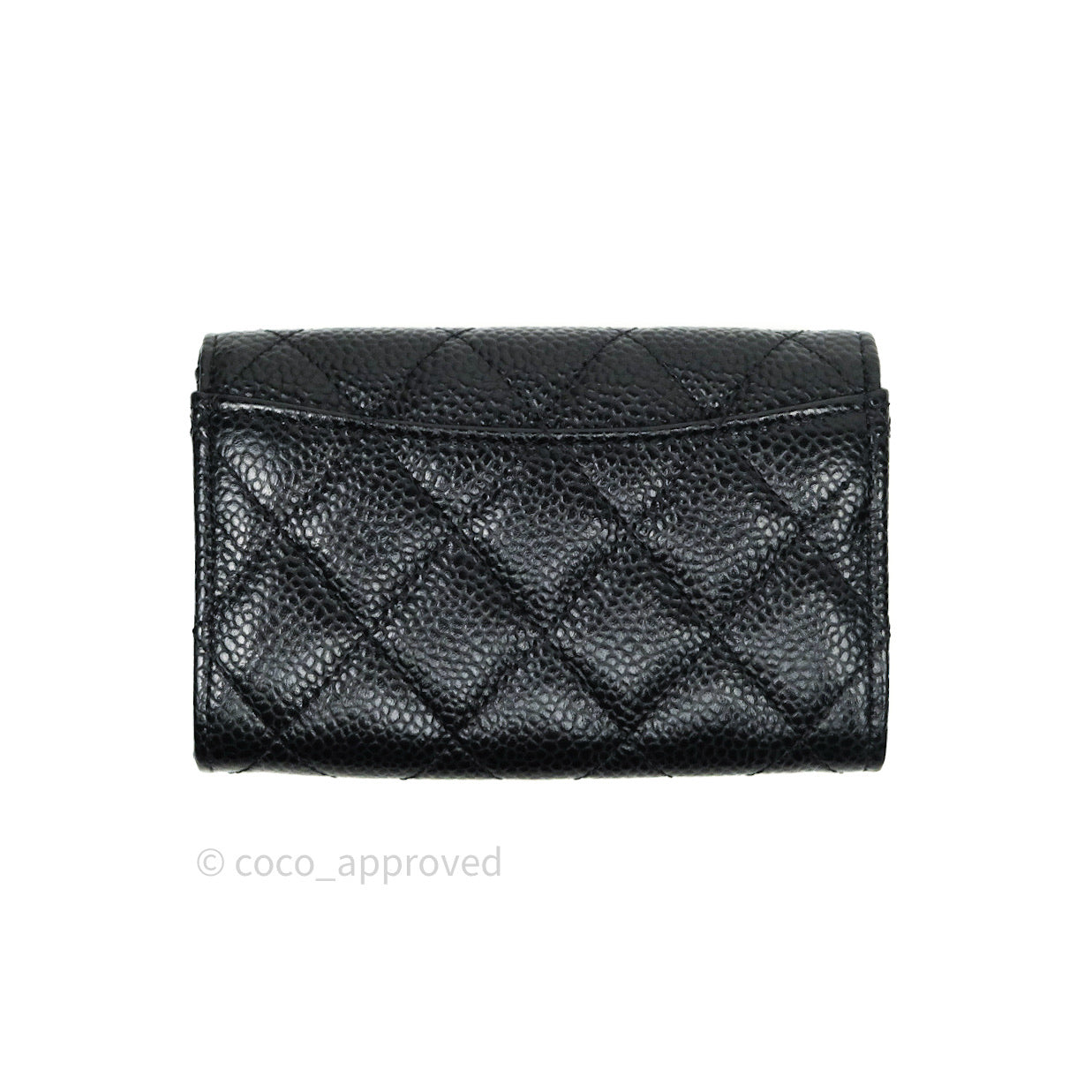 Chanel Caviar Quilted Flap Card Holder Black Gold Hardware