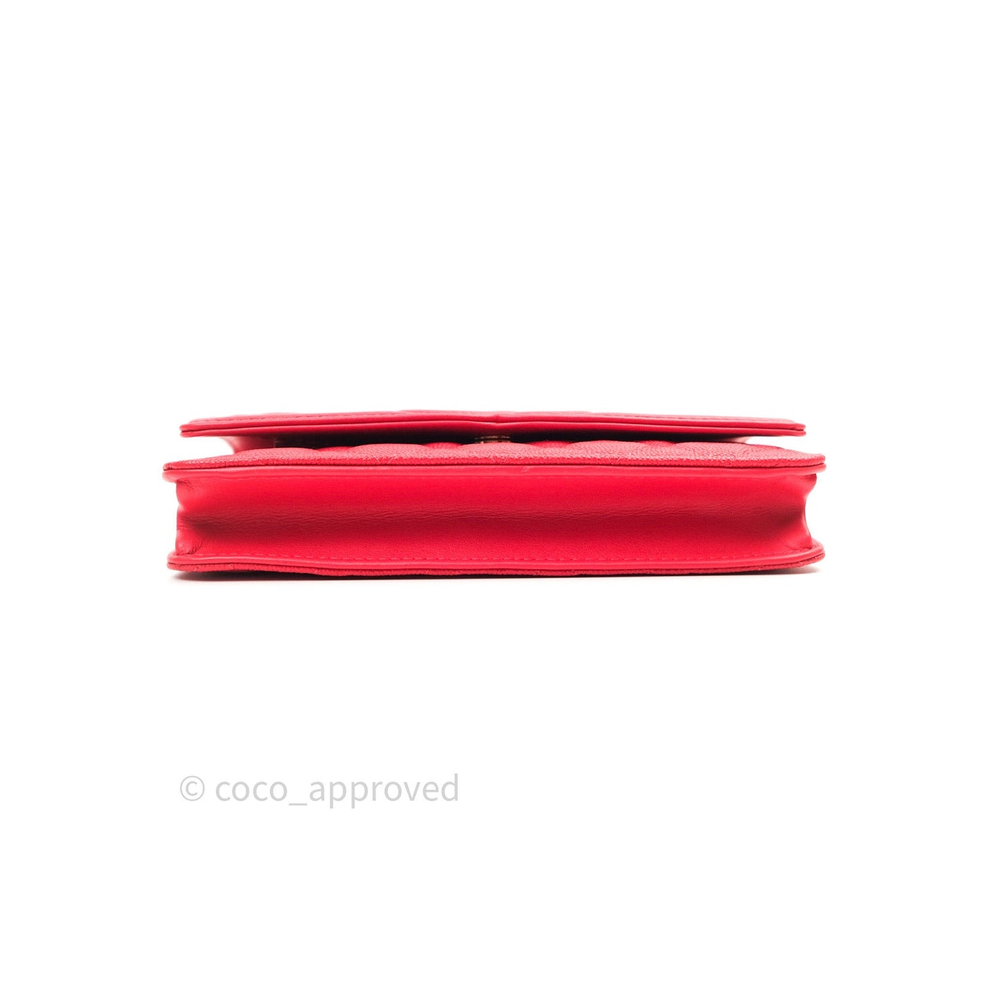 Chanel Filigree Wallet on Chain WOC Red Caviar Gold Hardware