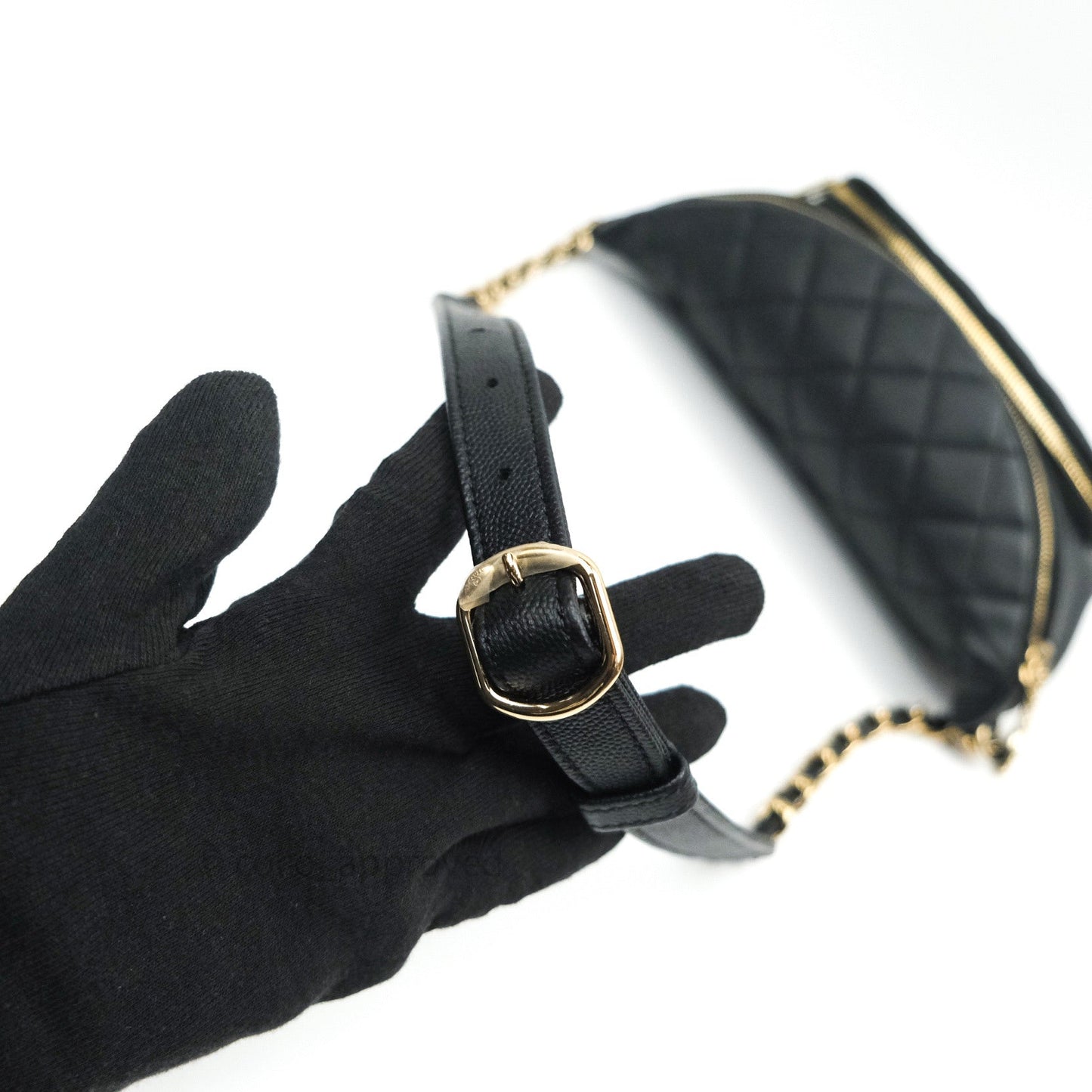 Chanel Quilted Business Affinity Waist Belt Bag Black Caviar Gold Hardware