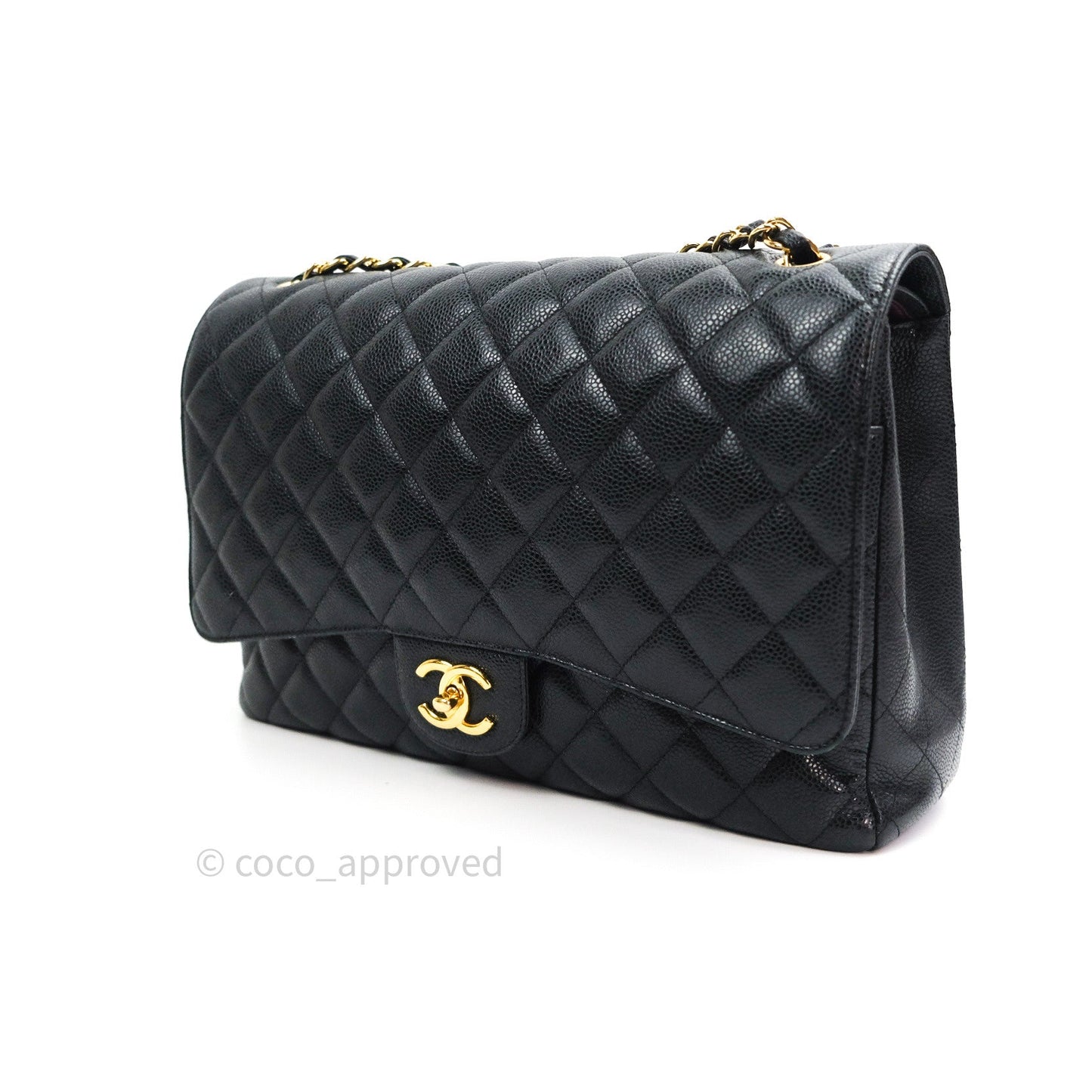 Chanel Classic Double Flap Maxi Black Caviar Gold Hardware