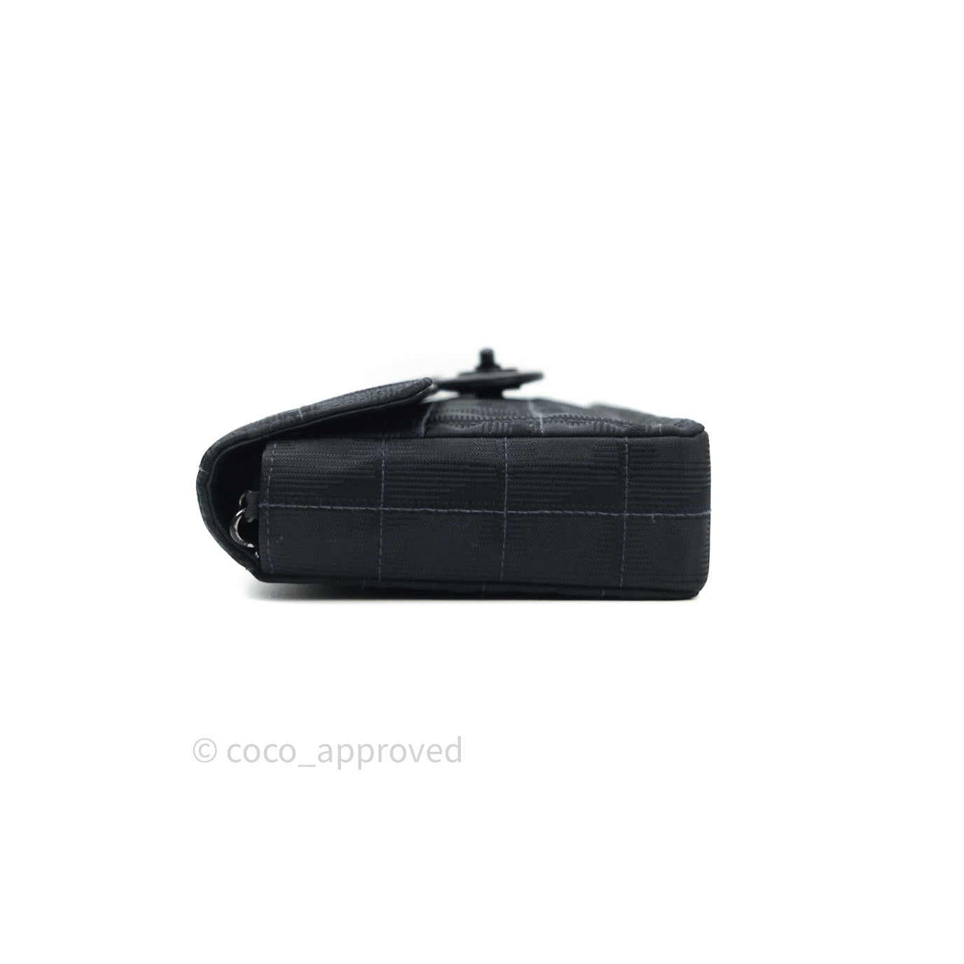 Chanel Denim So Black Camellia Clutch With Chain
