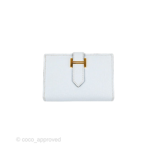 Hermes Bearn Card Holder Chevre Mysore Bleu Brume Gold Hardware