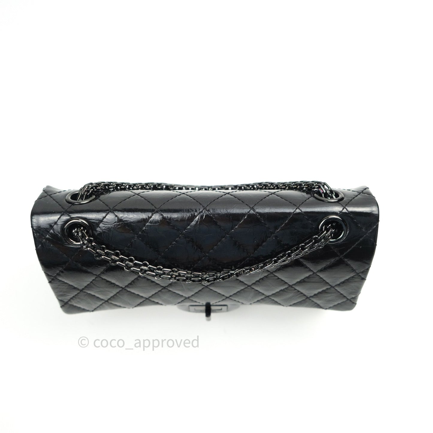 Chanel 2.55 Reissue Glazed Calfskin So Black 225 Black Hardware