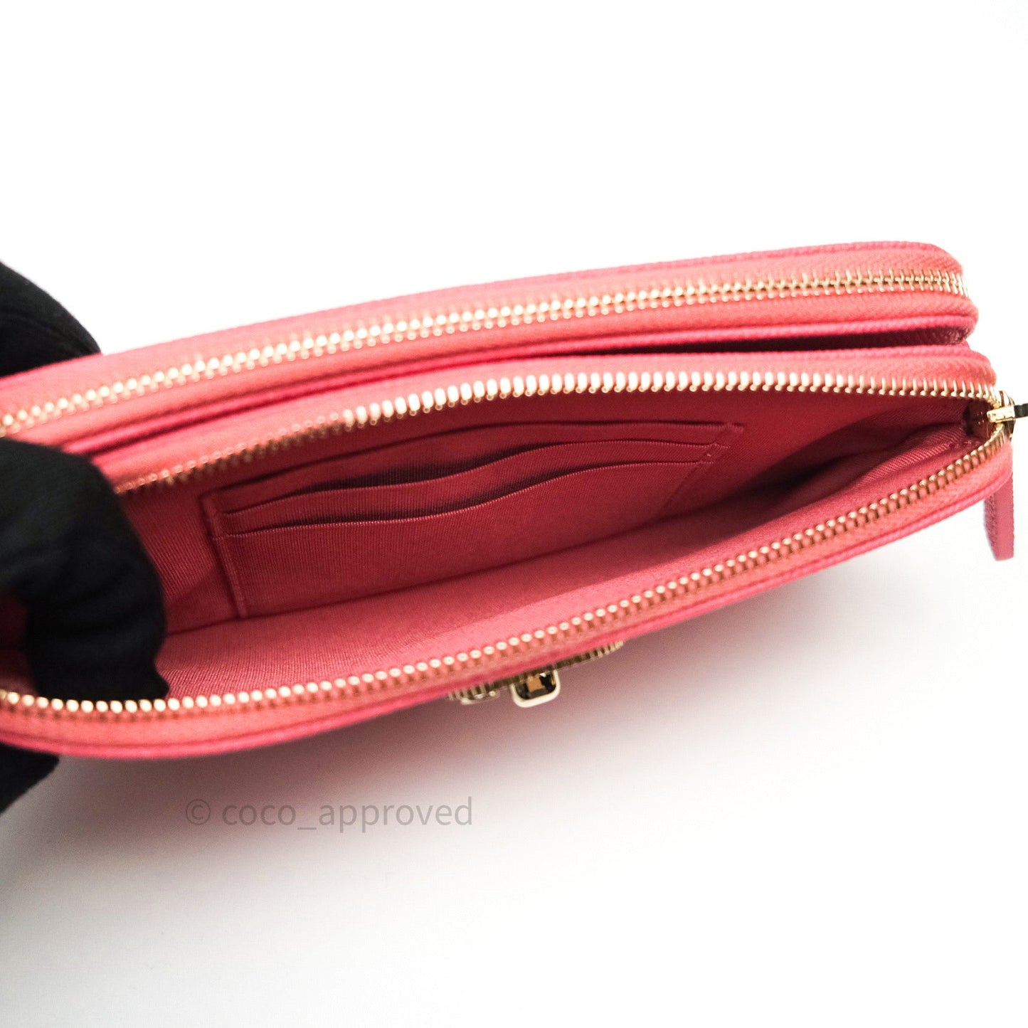 Chanel Quilted Clutch With Chain Pink Caviar Gold Hardware