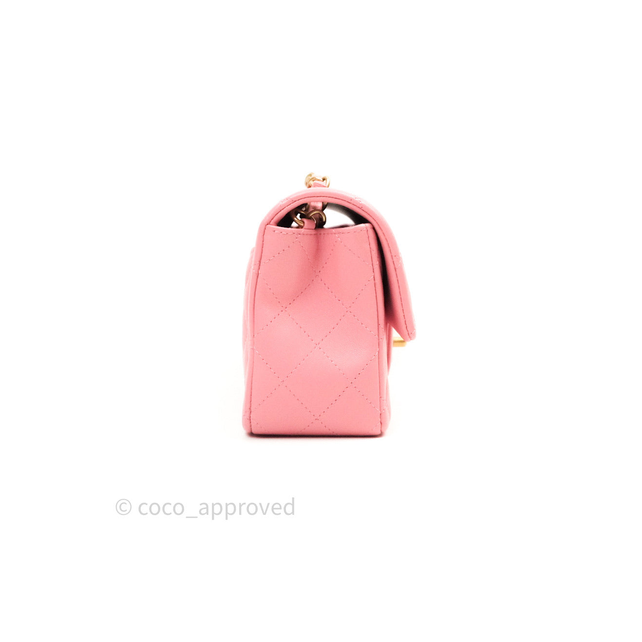Chanel Quilted Mini Rectangular Pink Lambskin Gold Hardware