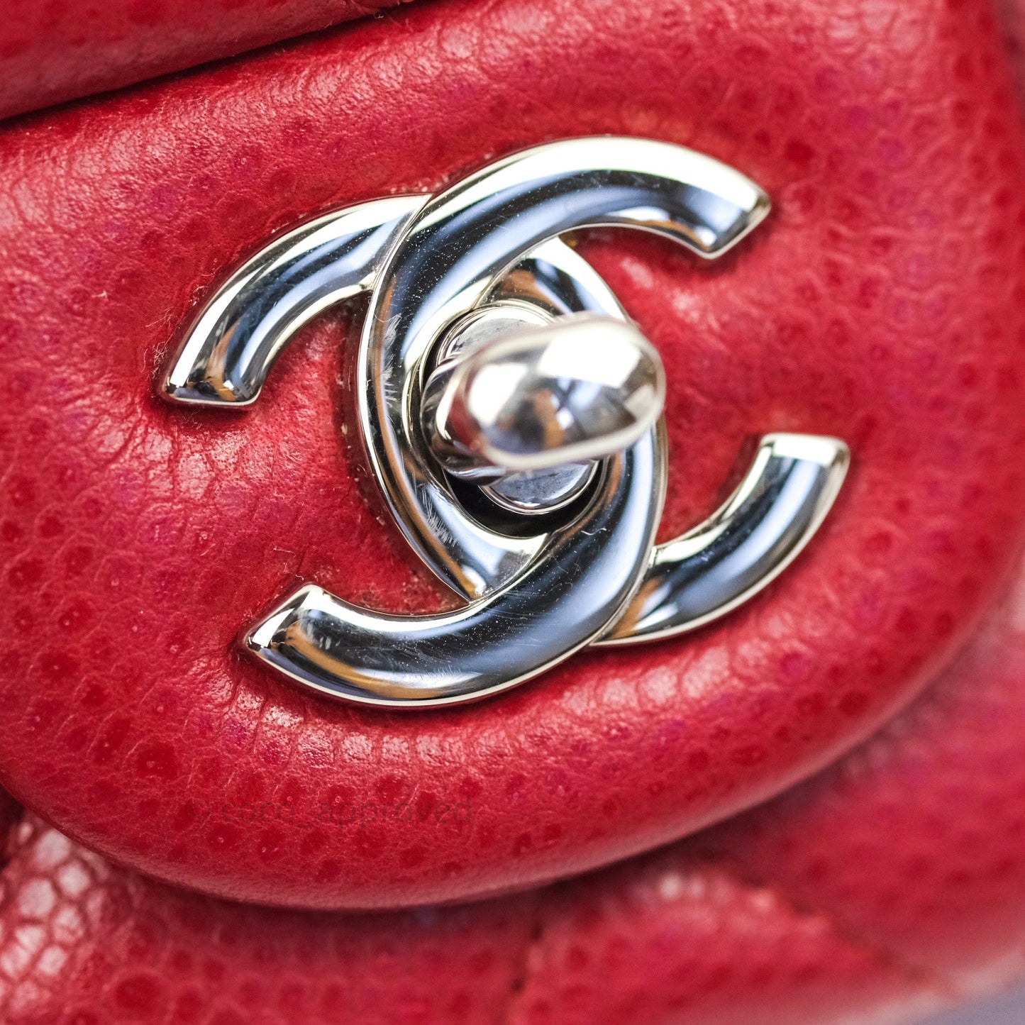 Chanel Quilted Mini Rectangular Red Caviar Silver Hardware