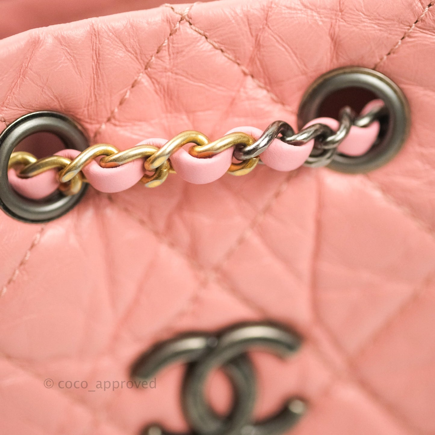 Chanel Gabrielle Backpack Pink Aged Calfskin Small Black