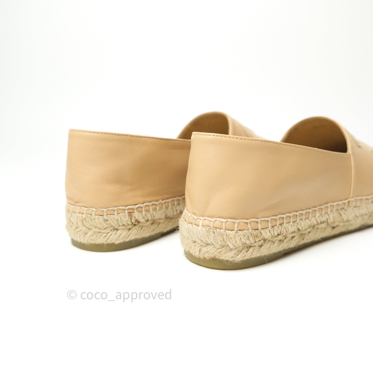 Chanel Espadrille Black Beige Leather Size 39