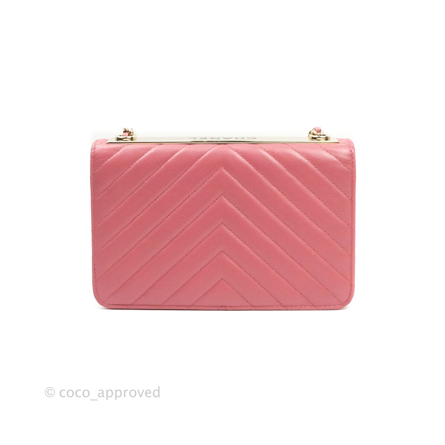 Chanel Trendy CC WOC Wallet on Chain Chevron Pink Lambskin Gold Hardware