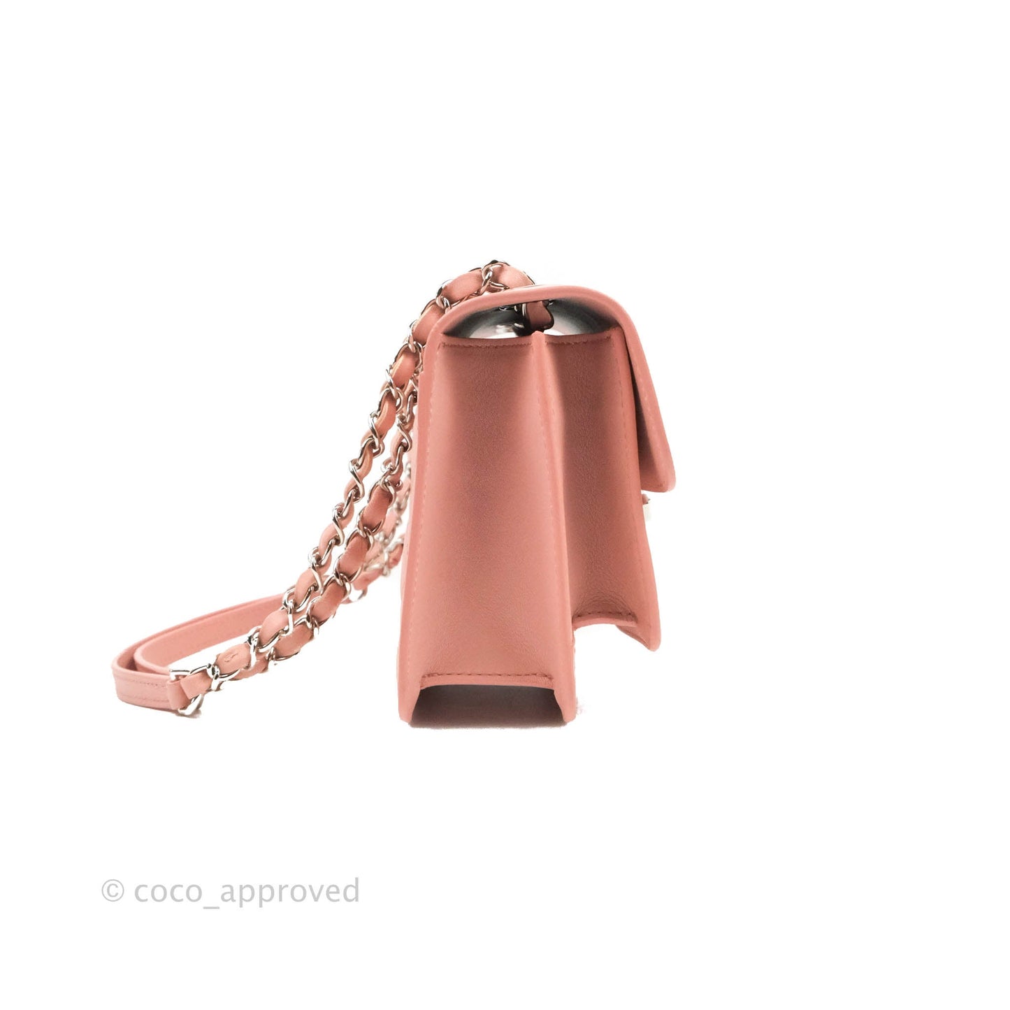 Chanel Small CC Box Flap Bag Pink Calfskin Silver Hardware