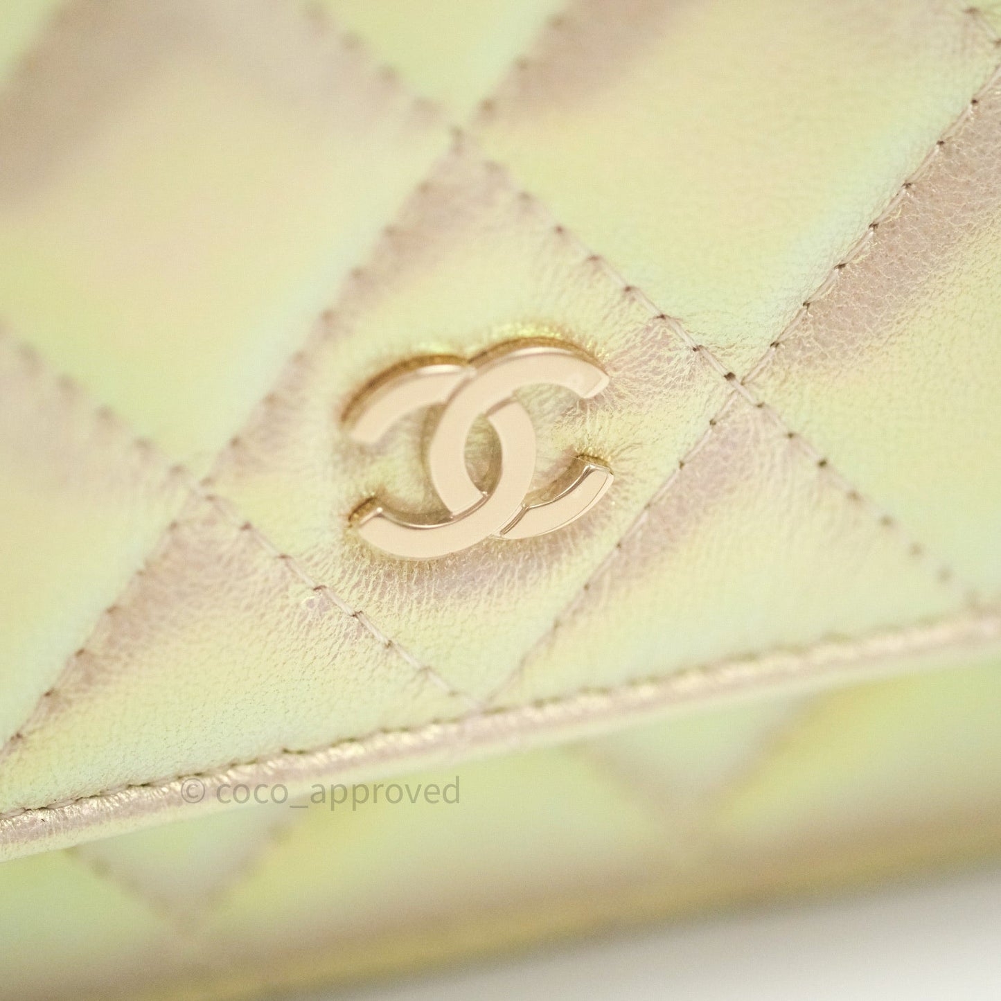 Chanel Quilted Wallet on Chain WOC Iridescent Ivory Gold Hardware 20A
