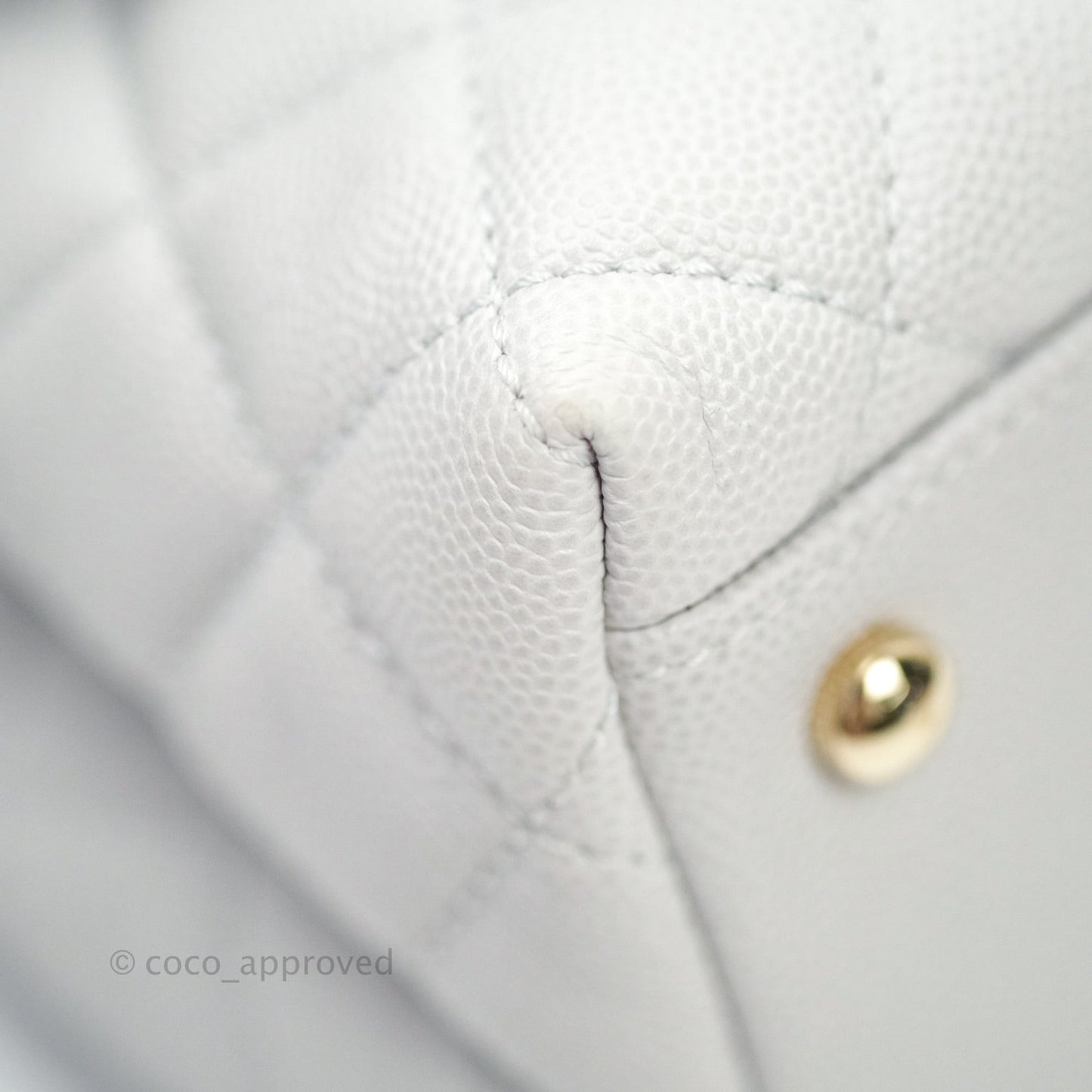 Chanel Small Coco Handle Quilted Light Grey Light Gold Hardware