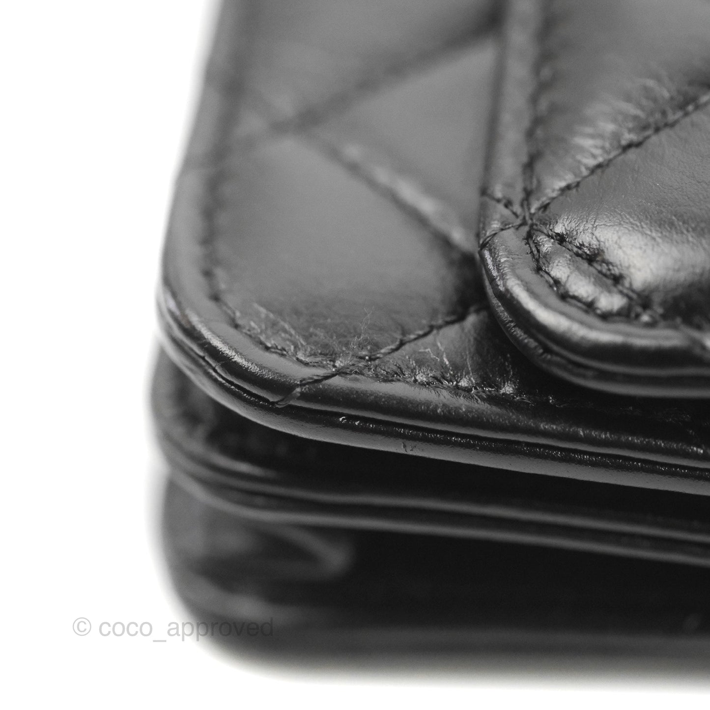 Chanel Quilted Large Pearl Mini Wallet On Chain WOC Black Calfskin