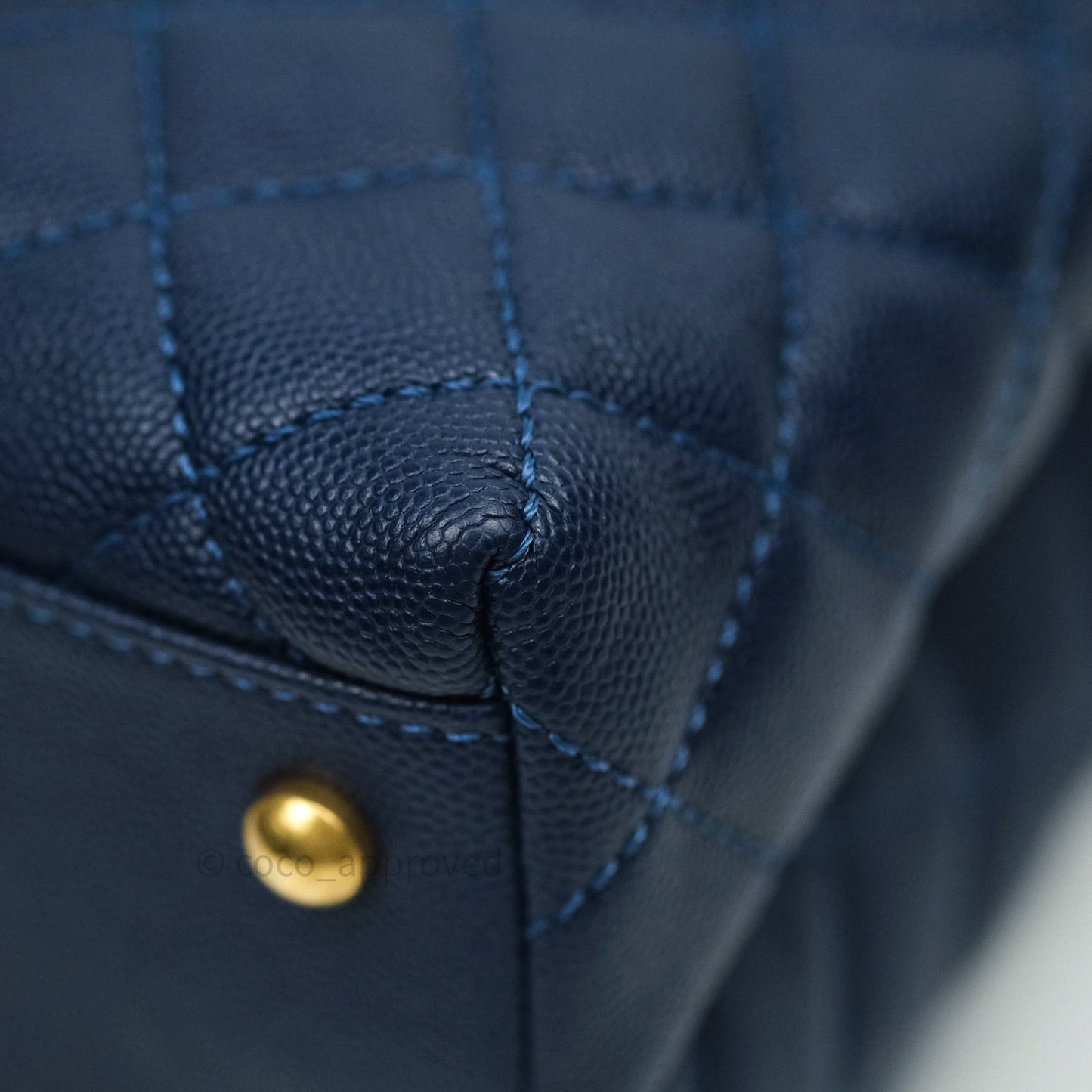Chanel Quilted Medium Coco Handle Flap Navy Caviar Lizard Handle