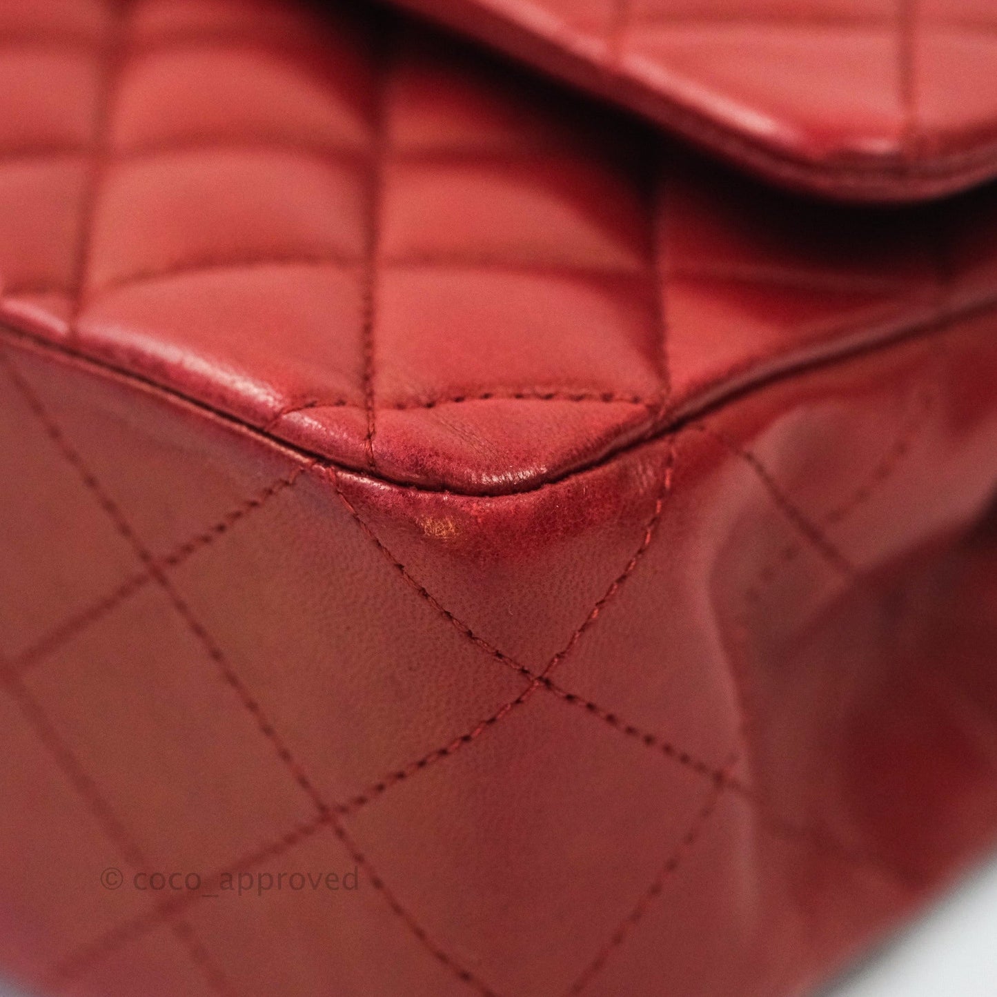 Chanel Classic M/L Medium Double Flap Dark Red Lambskin Gunmetal Hardware