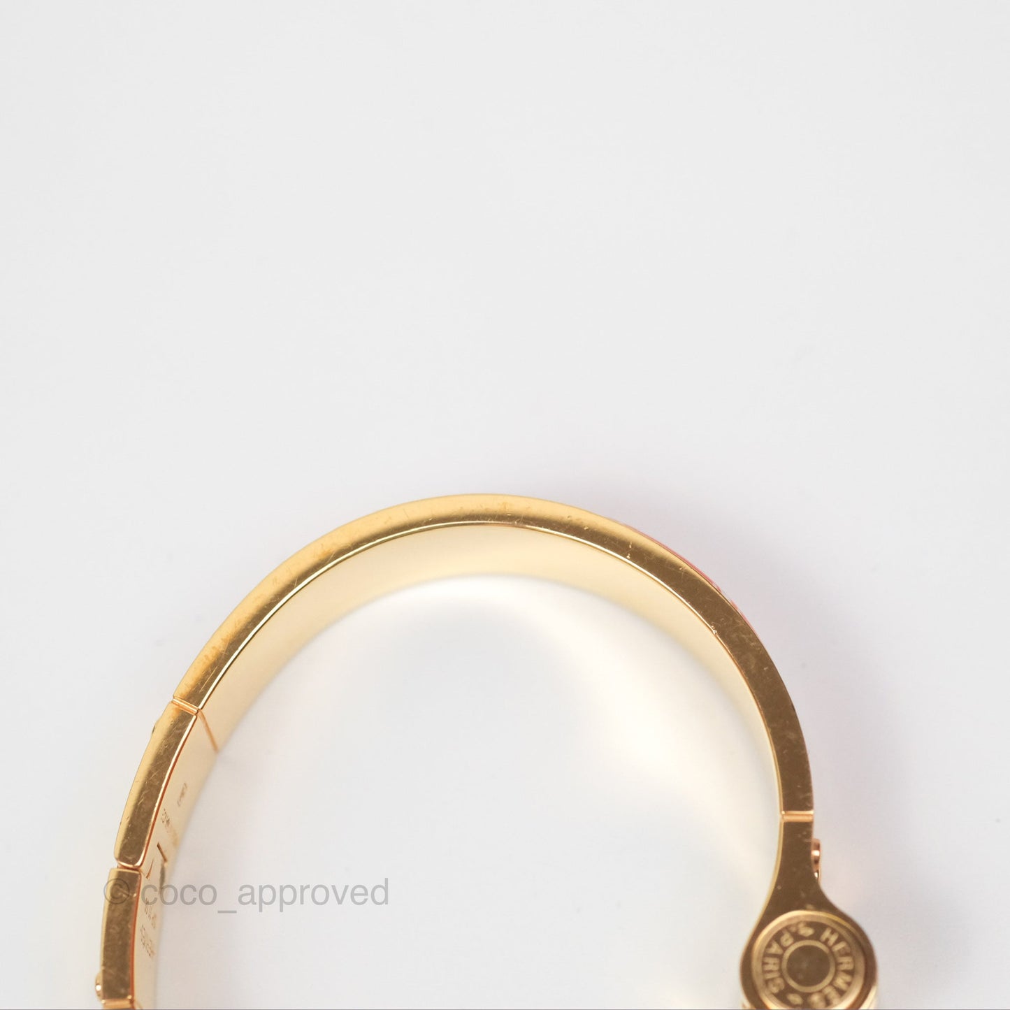 Hermès Clic H Enamel Printed Bracelet Rose Dragee Gold PM