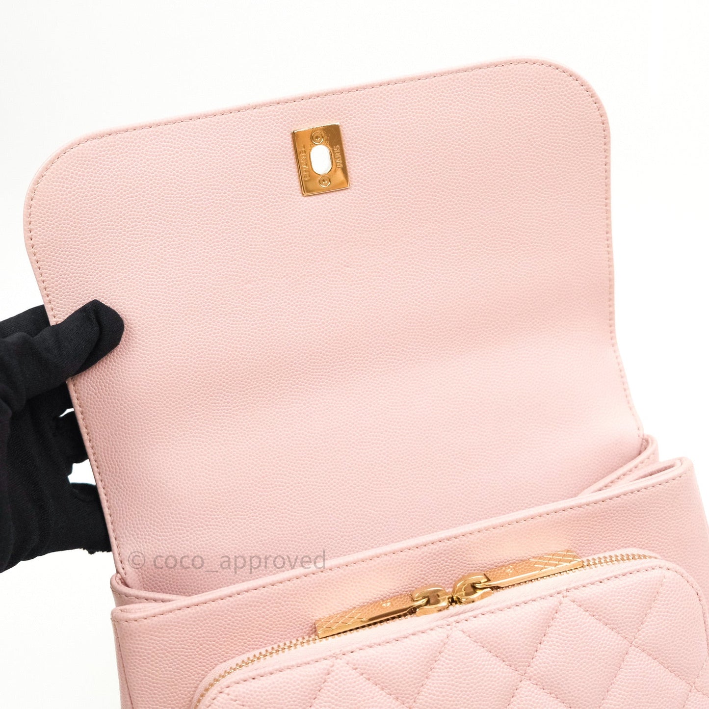 Chanel Quilted Medium Business Affinity Flap Light Pink Light Gold Hardware