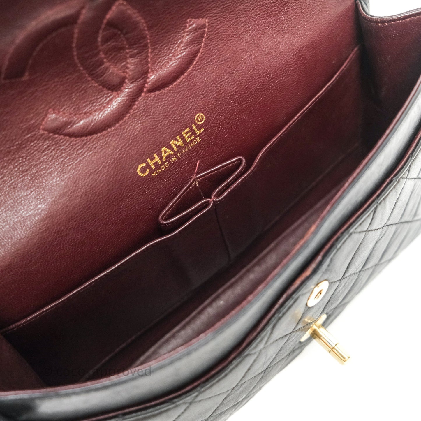 Chanel Vintage M/L Lambskin Medium Double Flap Bag Black