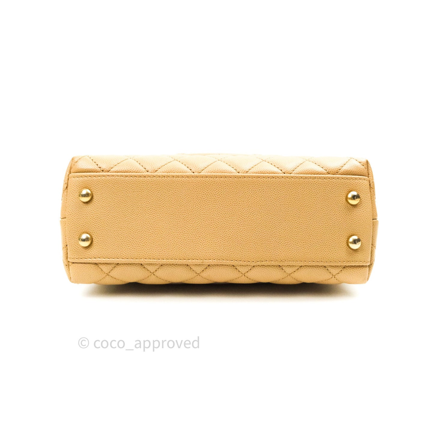 Chanel Mini Coco Handle Quilted Beige Caviar Gold Hardware Lizard Embossed Handle
