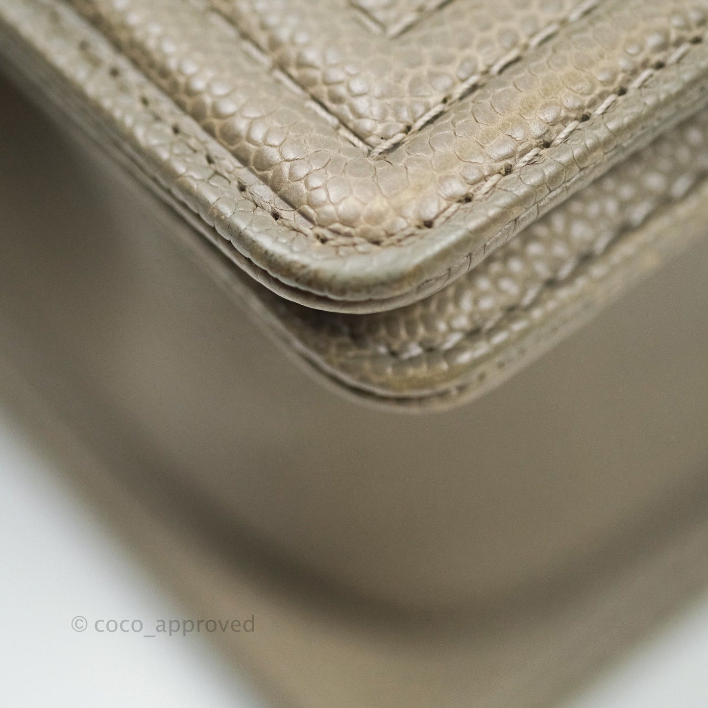 Chanel Boy Quilted Medium Taupe Grey Caviar Gold Hardware 14B