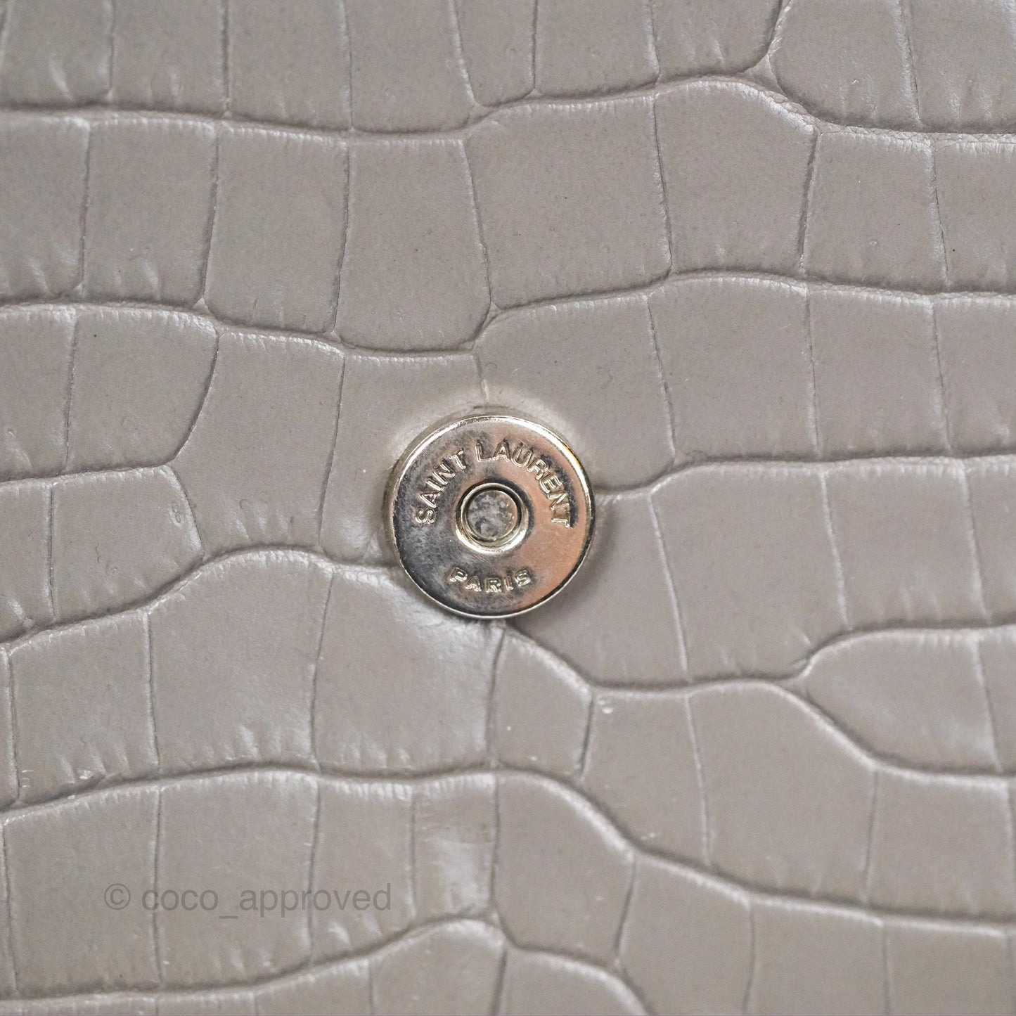 Saint Laurent Sunset Medium Grey Croc-effected Silver Hardware