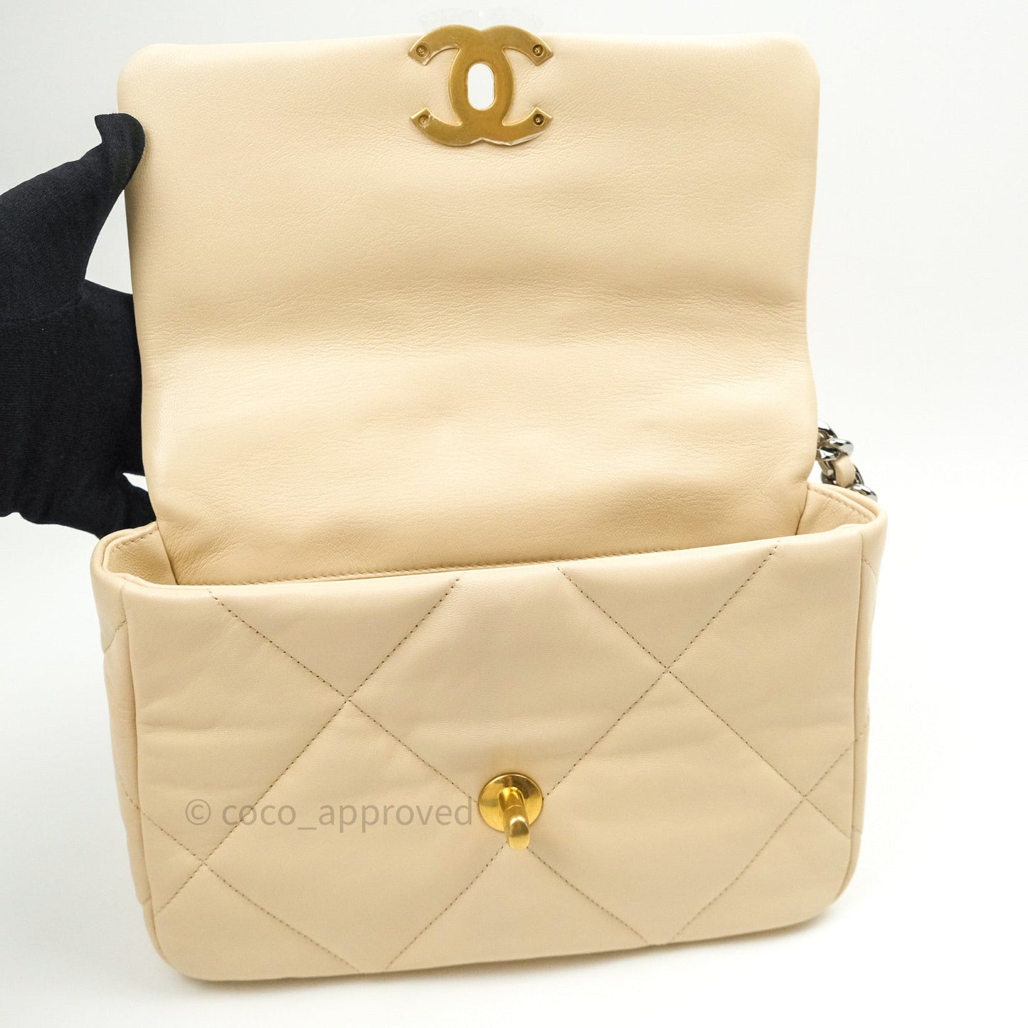 Chanel 19 Small Beige Goatskin Mixed Hardware 20A
