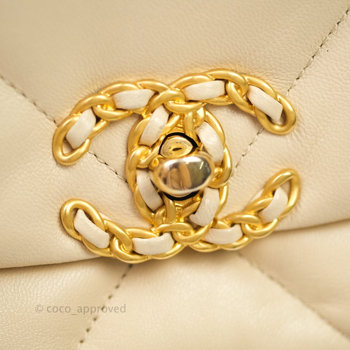 Chanel 19 Small Beige Goatskin Mixed Hardware
