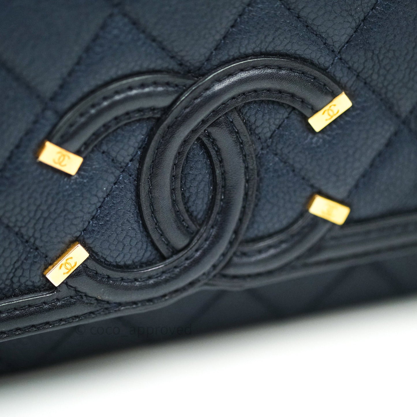 Chanel Caviar Quilted Small CC Filigree Flap Navy Black