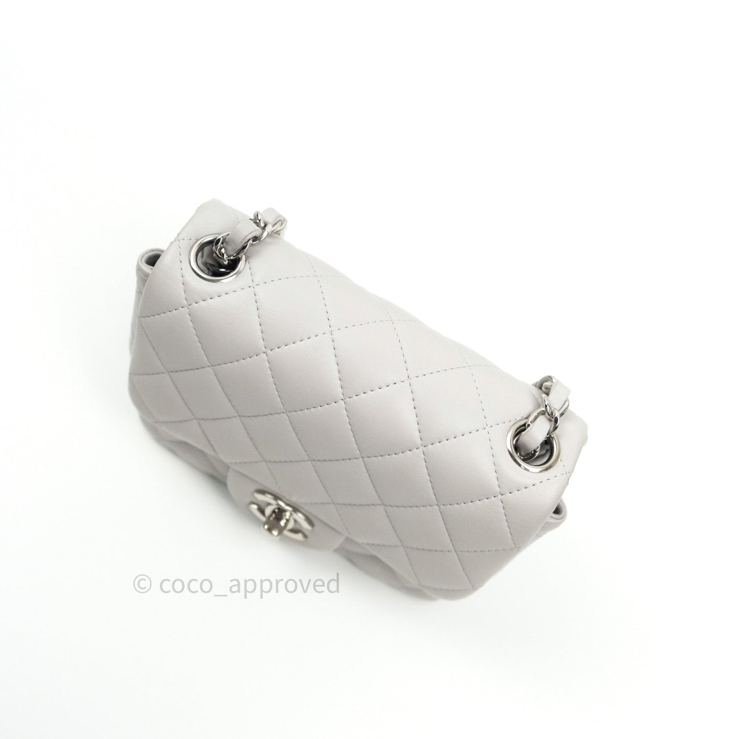 Chanel Mini Square Grey Lambskin Silver Hardware 19B