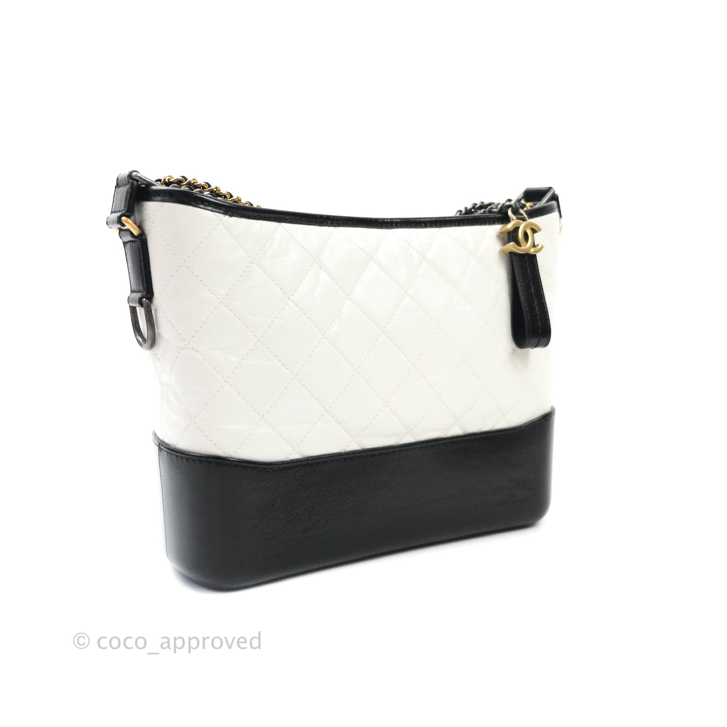Chanel Medium Gabrielle White Black Aged Calfskin