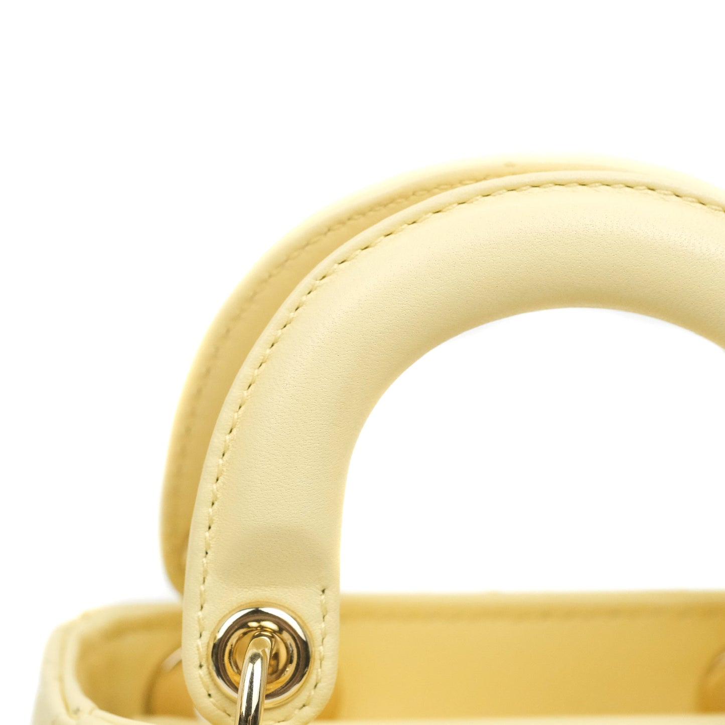 Christian Dior Micro Lady Dior Cannage Pale Yellow Lambskin Gold Hardware
