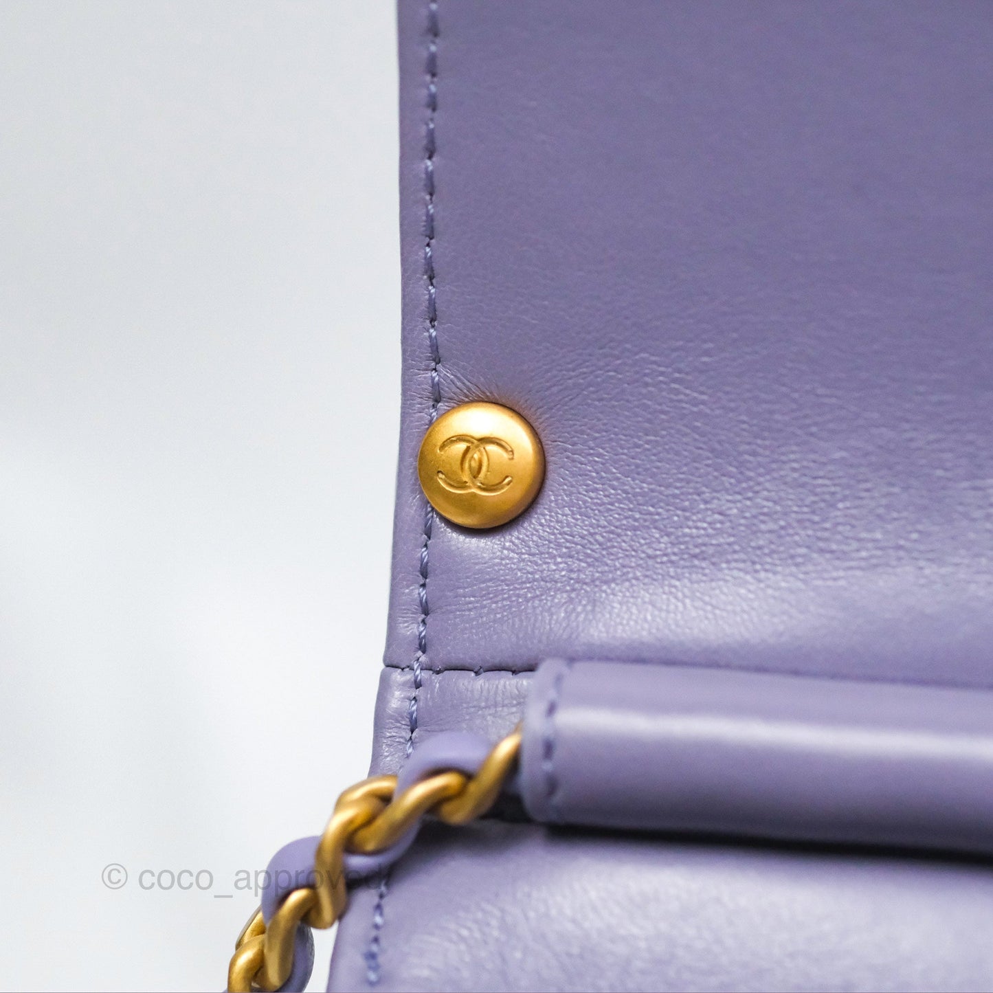 Chanel Crystal Pearl Chain Mini Flap Bag Purple Lambskin Aged Gold Hardware