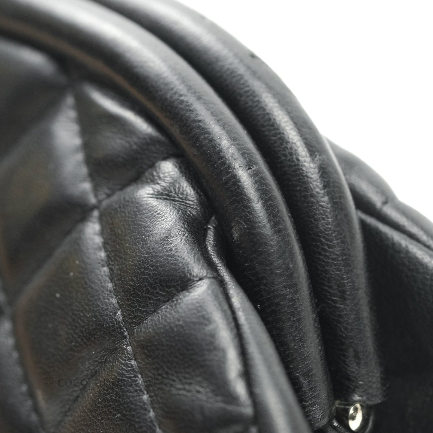Chanel Quilted Timeless Kisslock Clutch Black Lambskin Silver Hardware