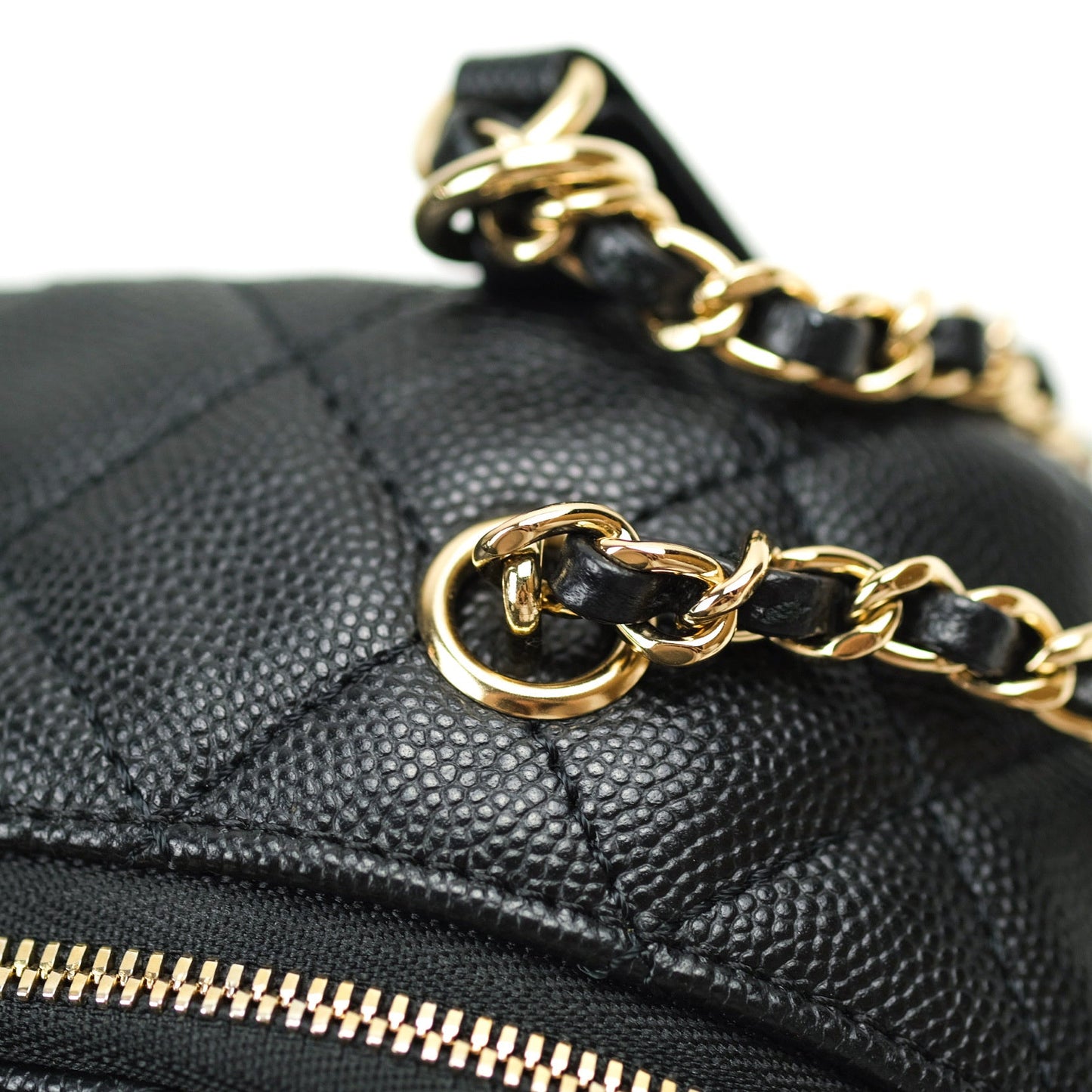 Chanel Quilted Small CC Day Backpack Black Caviar Light Gold Hardware