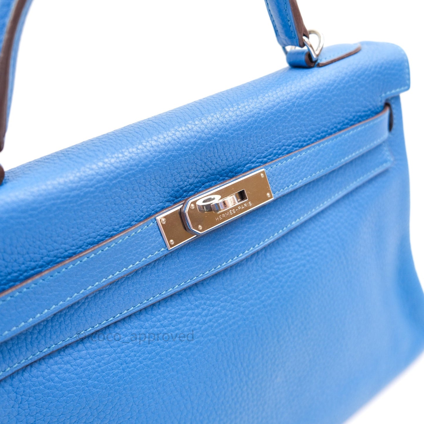 Hermès Kelly Retourne 32 Blue Mykonos Togo Palladium Hardware
