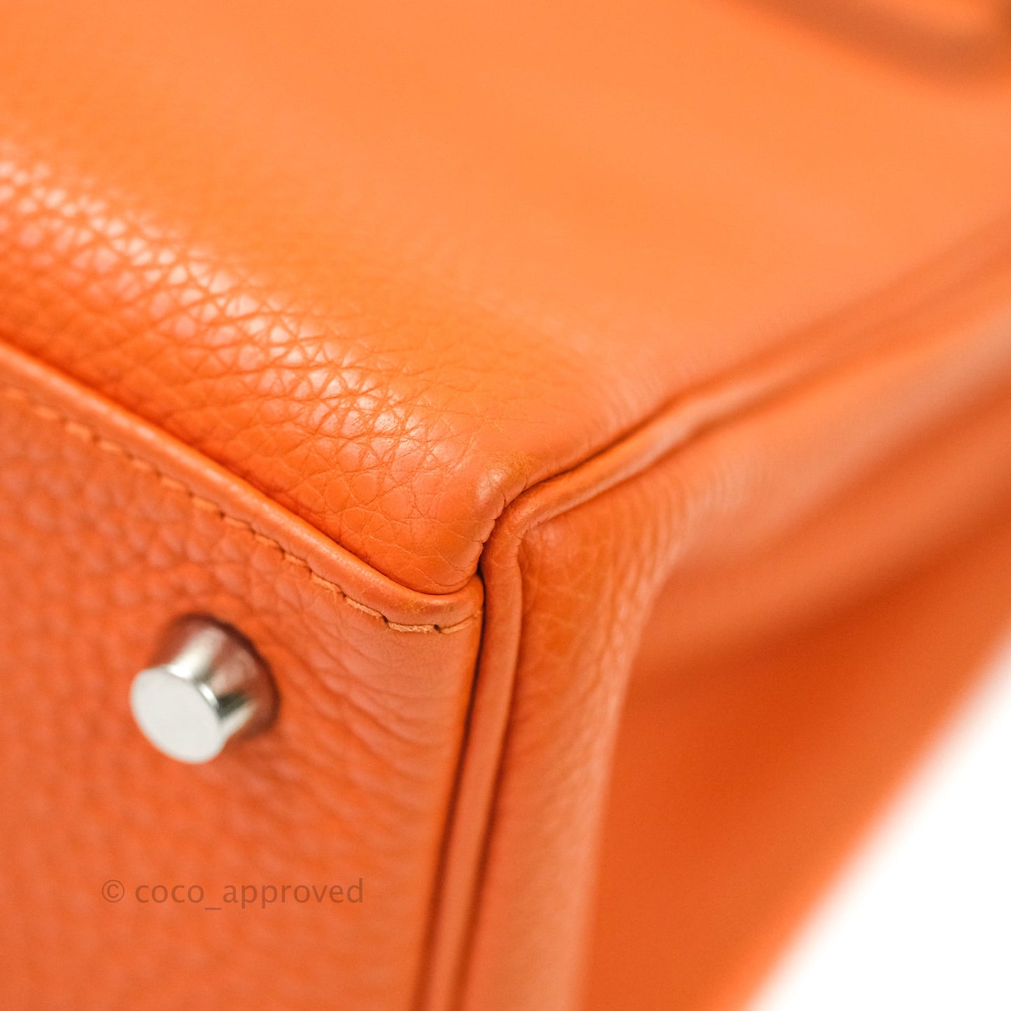 Hermès Kelly 28 Orange Palladium Hardware Togo