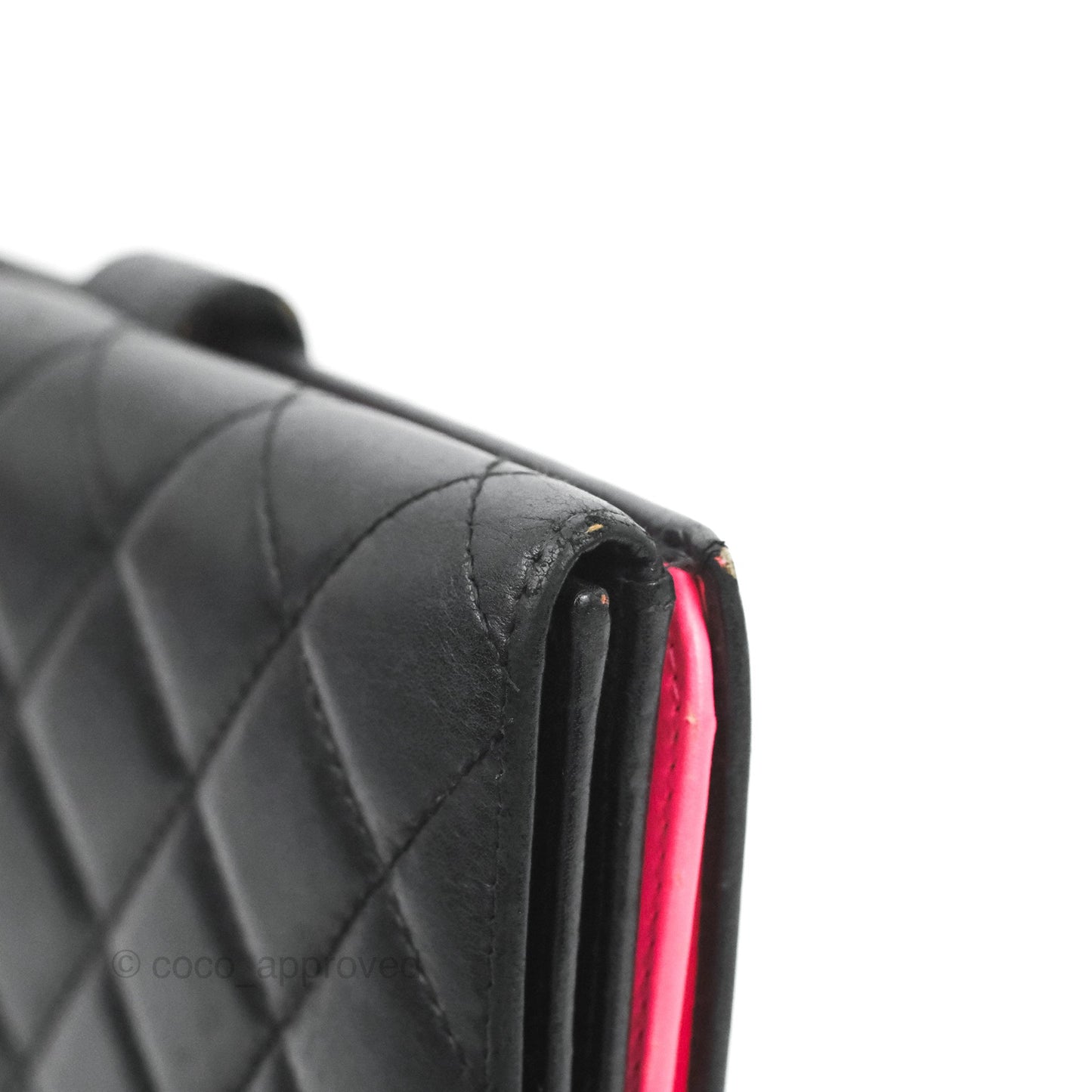Chanel Quilted Cambon Ligne Flap Wallet Black Lambskin Patent