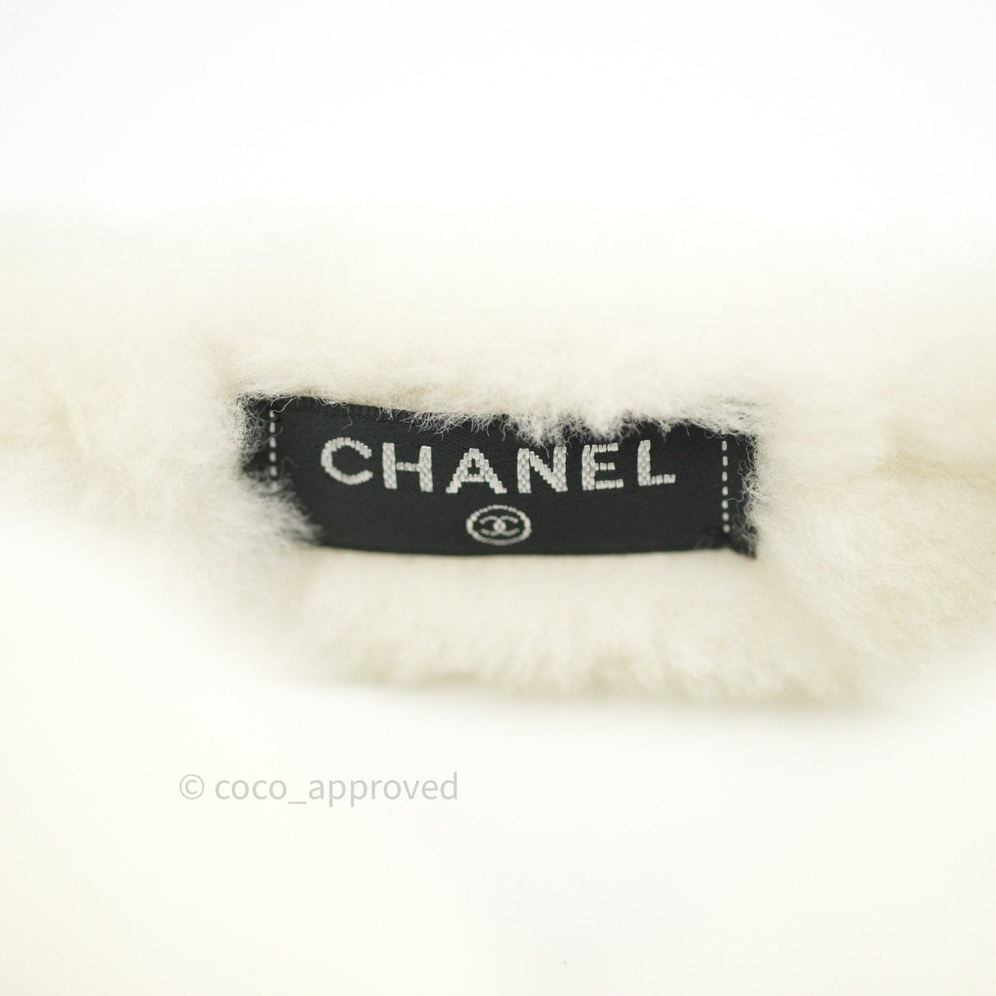 Chanel Shearling Cashmere Ivory Black Earmuffs